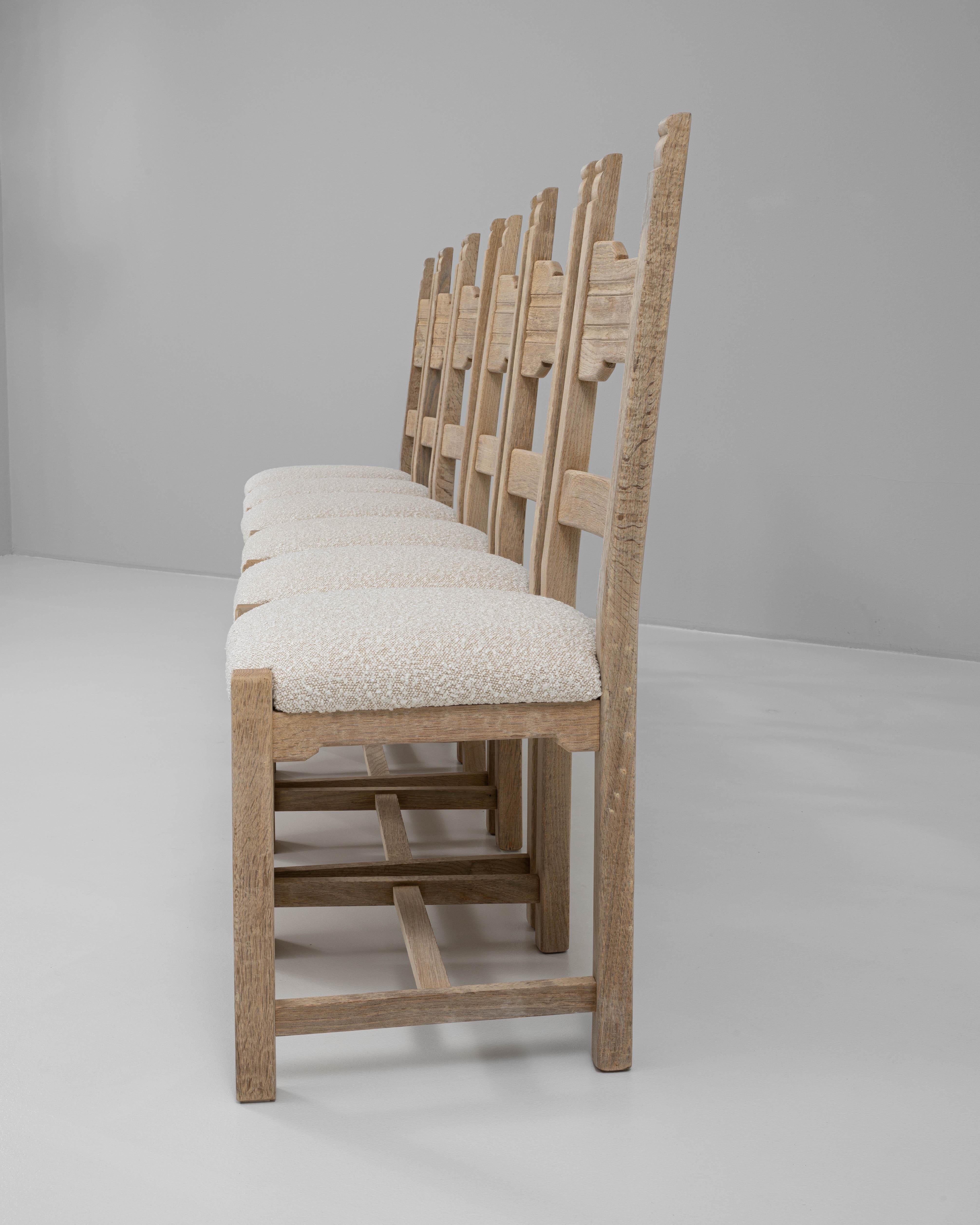 20th Century French Set Of Six Oak Dining Chairs en venta 9