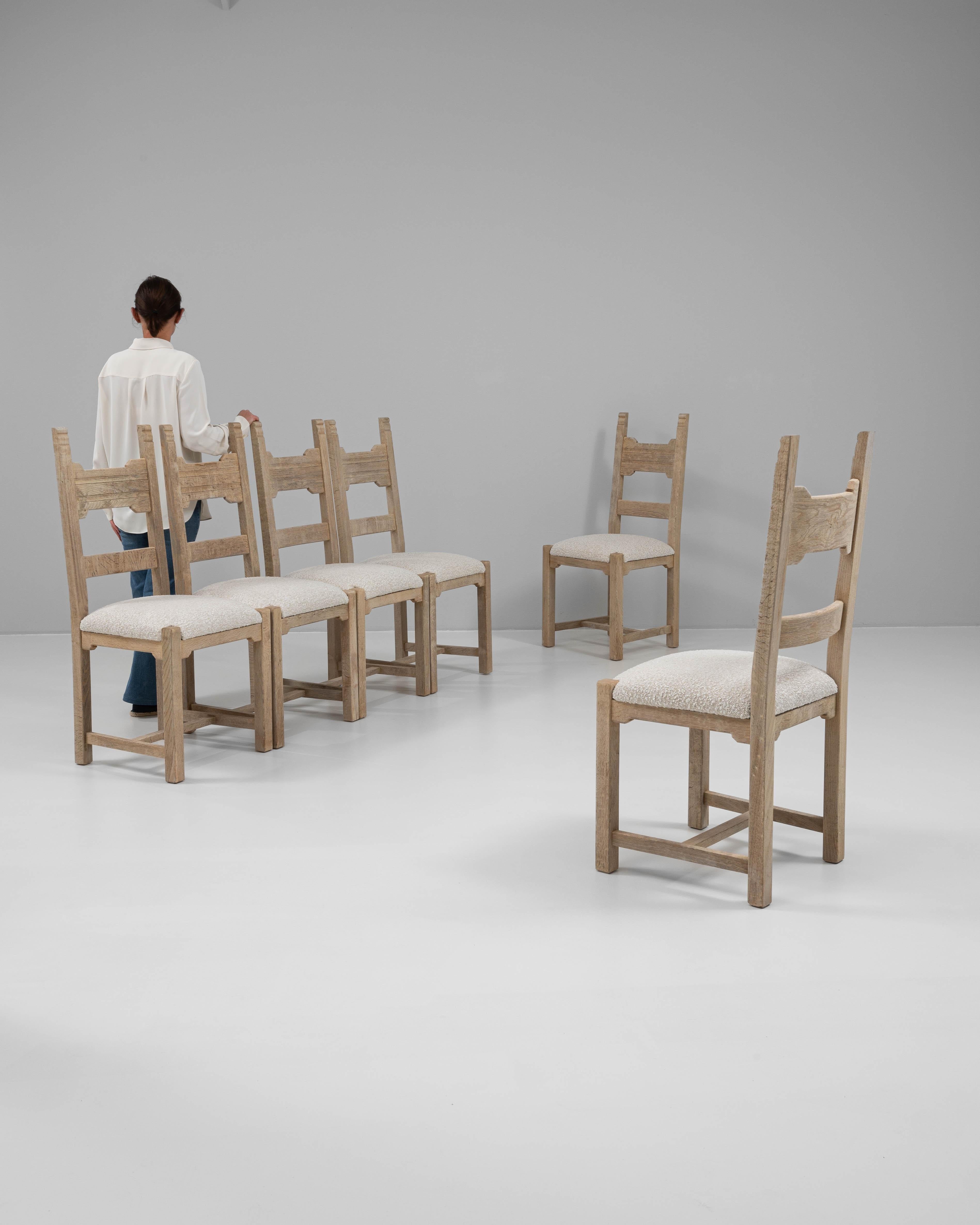 20th Century French Set Of Six Oak Dining Chairs Francés en venta