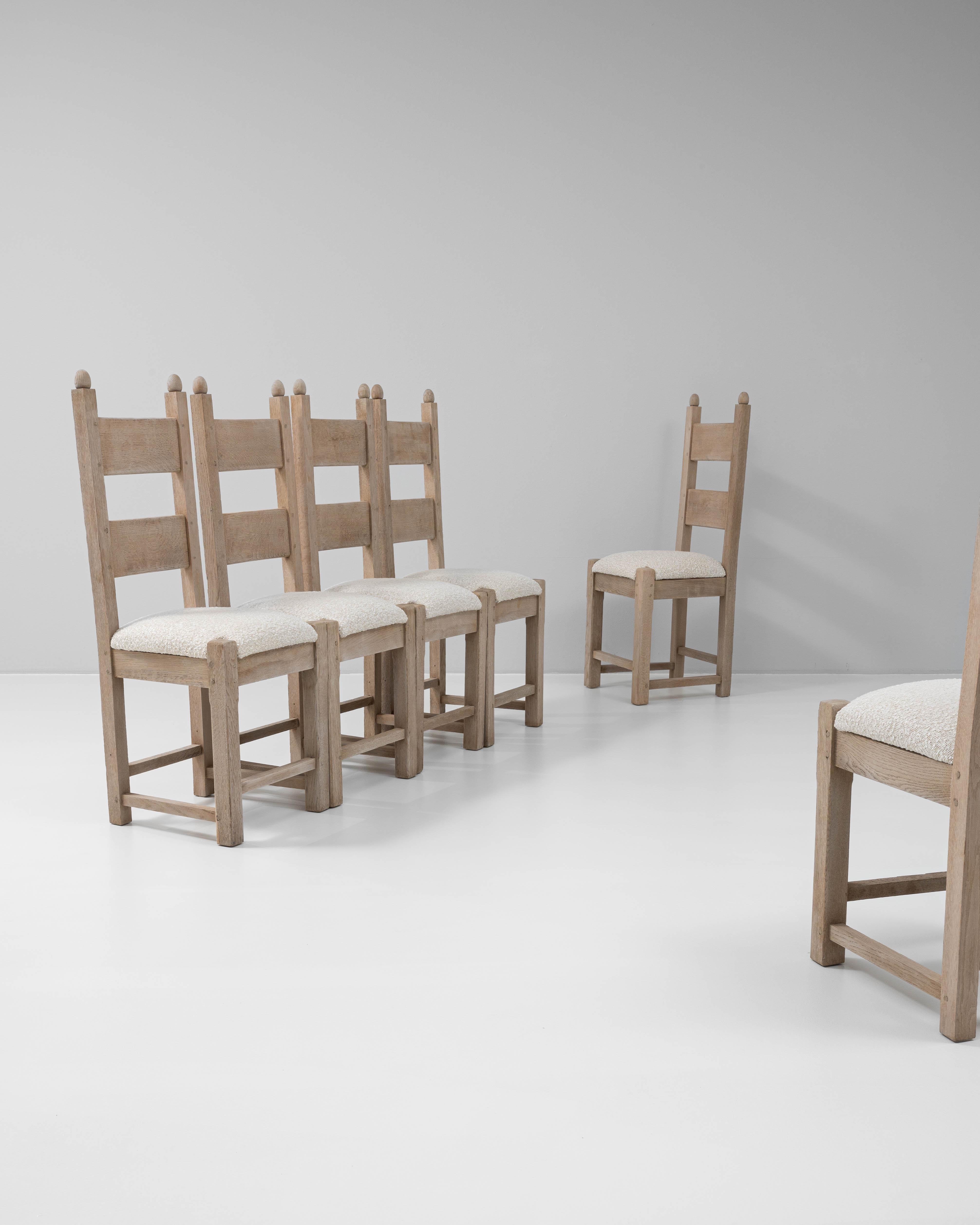 20th Century French Set Of Six Oak Dining Chairs siglo XX en venta