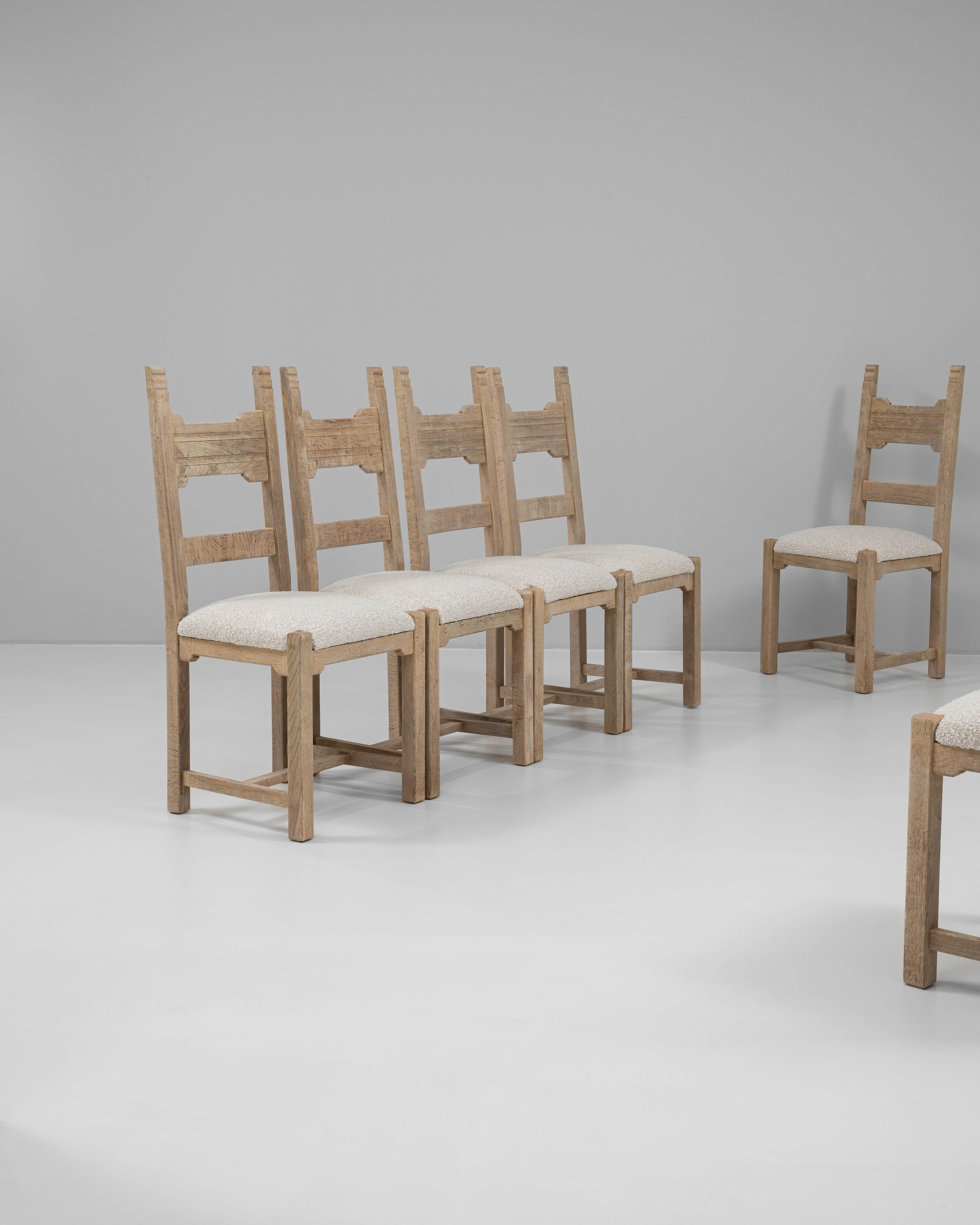 20th Century French Set Of Six Oak Dining Chairs siglo XX en venta