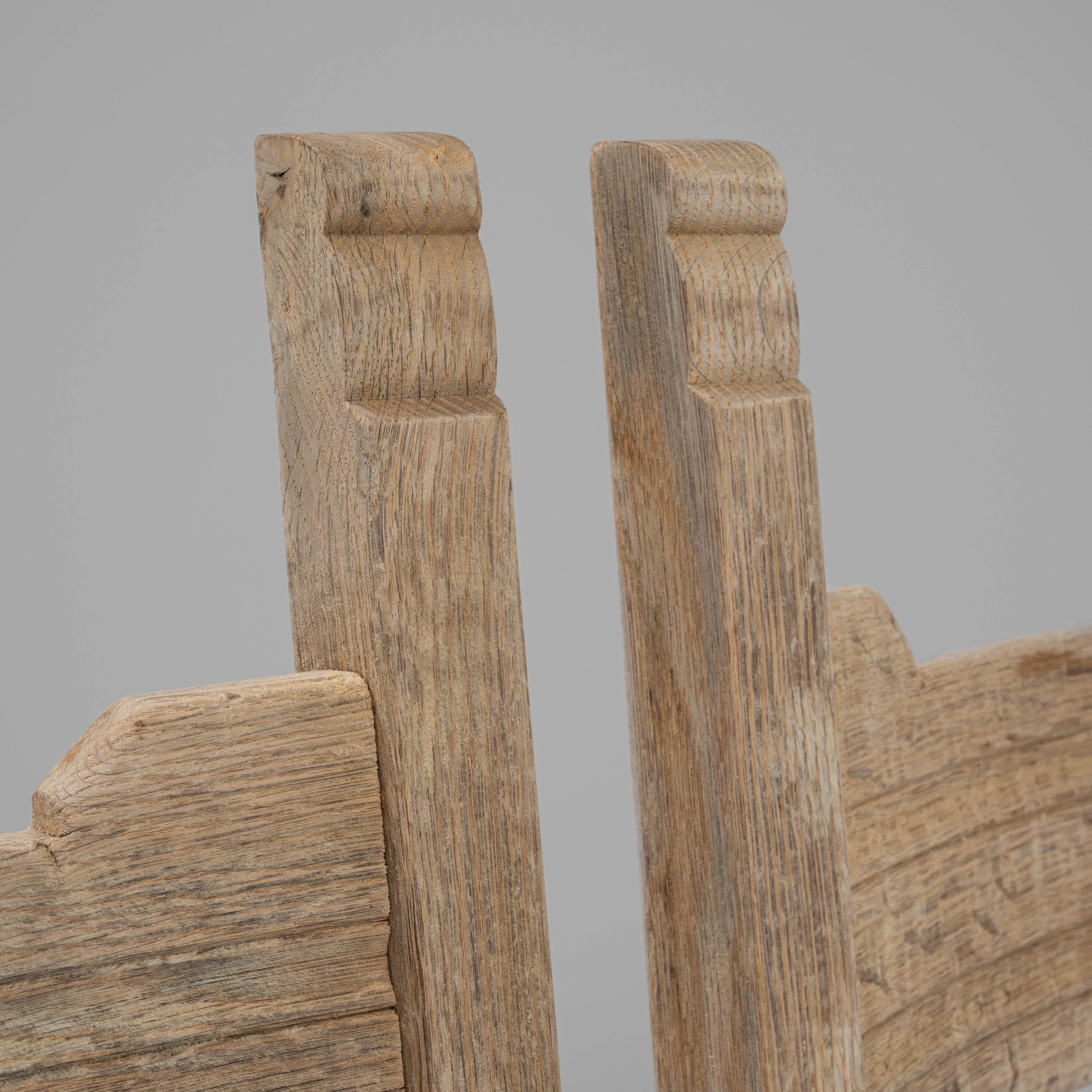 20th Century French Set Of Six Oak Dining Chairs en venta 1