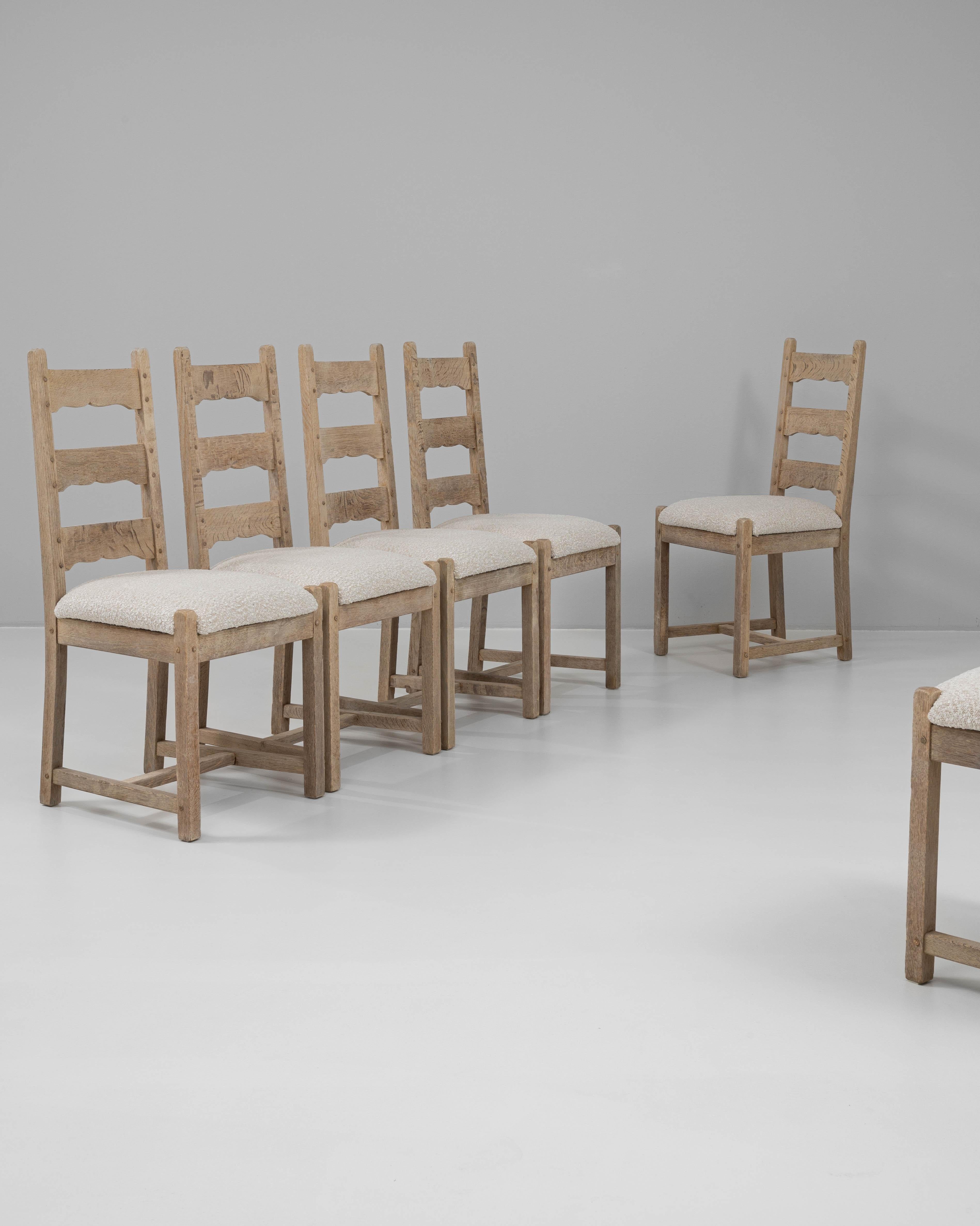20th Century French Set Of Six Oak Dining Chairs en venta 2