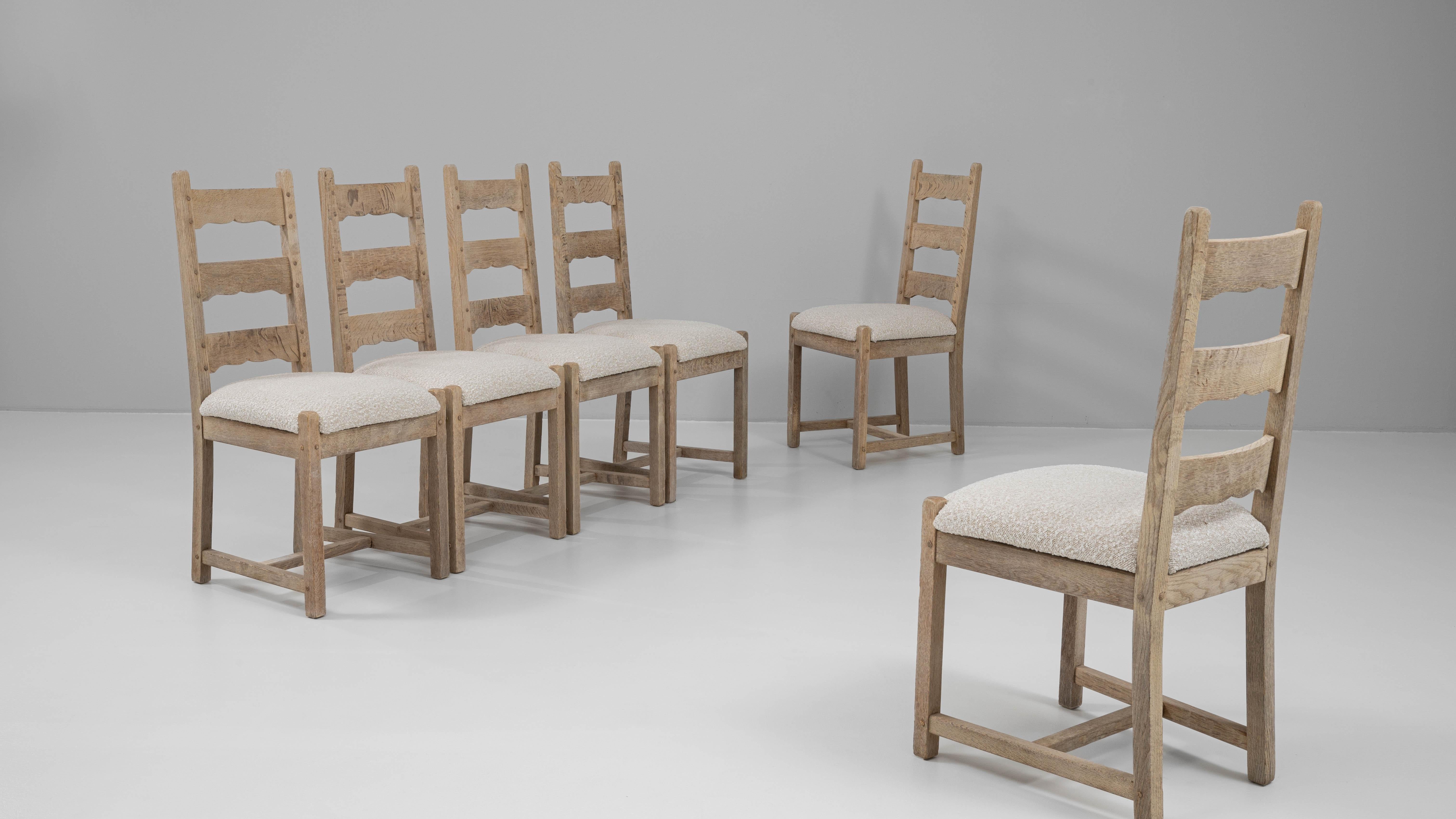 20th Century French Set Of Six Oak Dining Chairs en venta 3