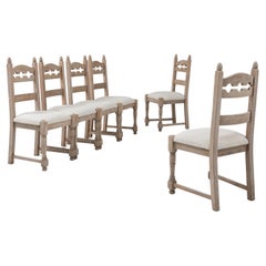 20th Century French Set Of Six Oak Dining Chairs