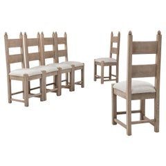 20th Century French Set Of Six Oak Dining Chairs