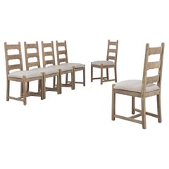 20th Century French Set Of Six Oak Dining Chairs