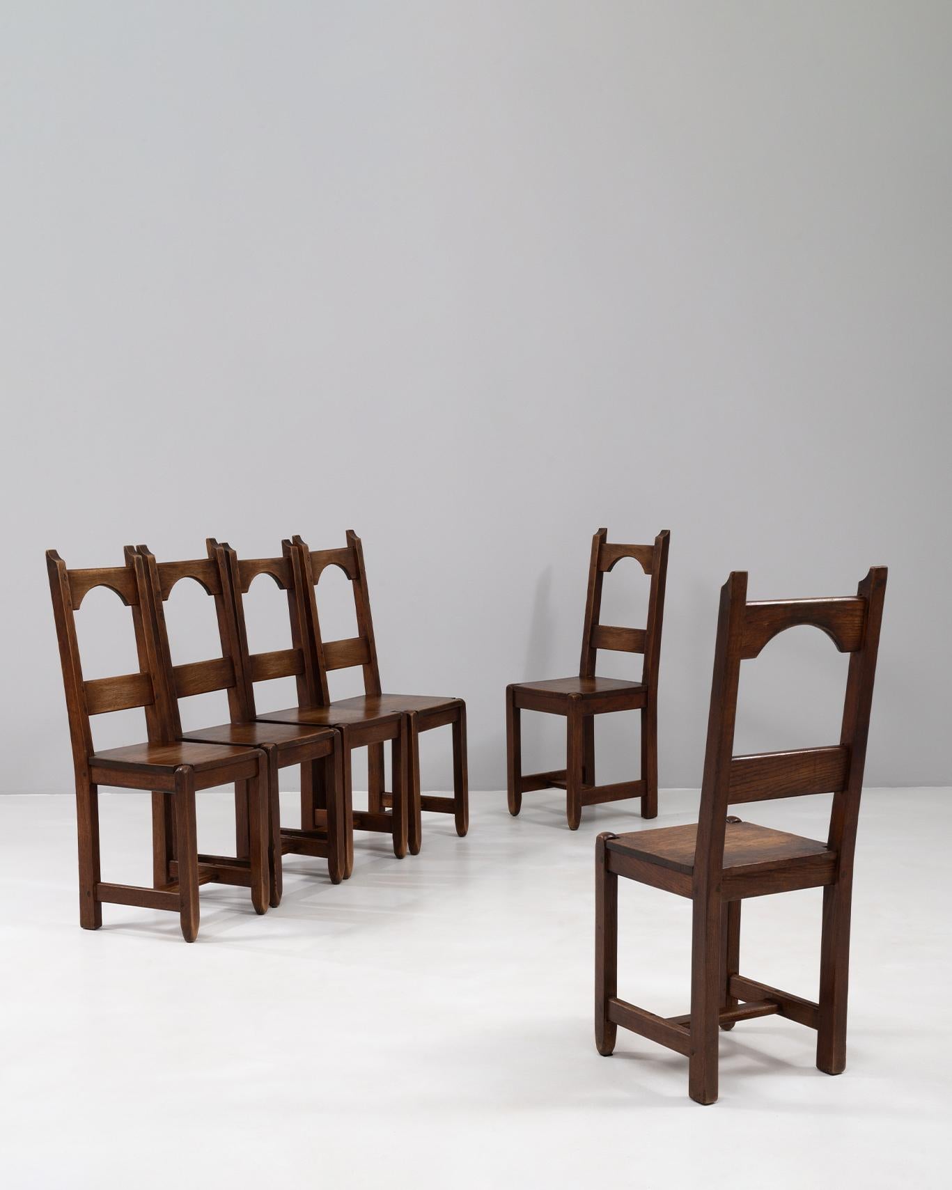 20th Century French Set Of Six Wooden Dining Chairs in Original Patina en vente 4
