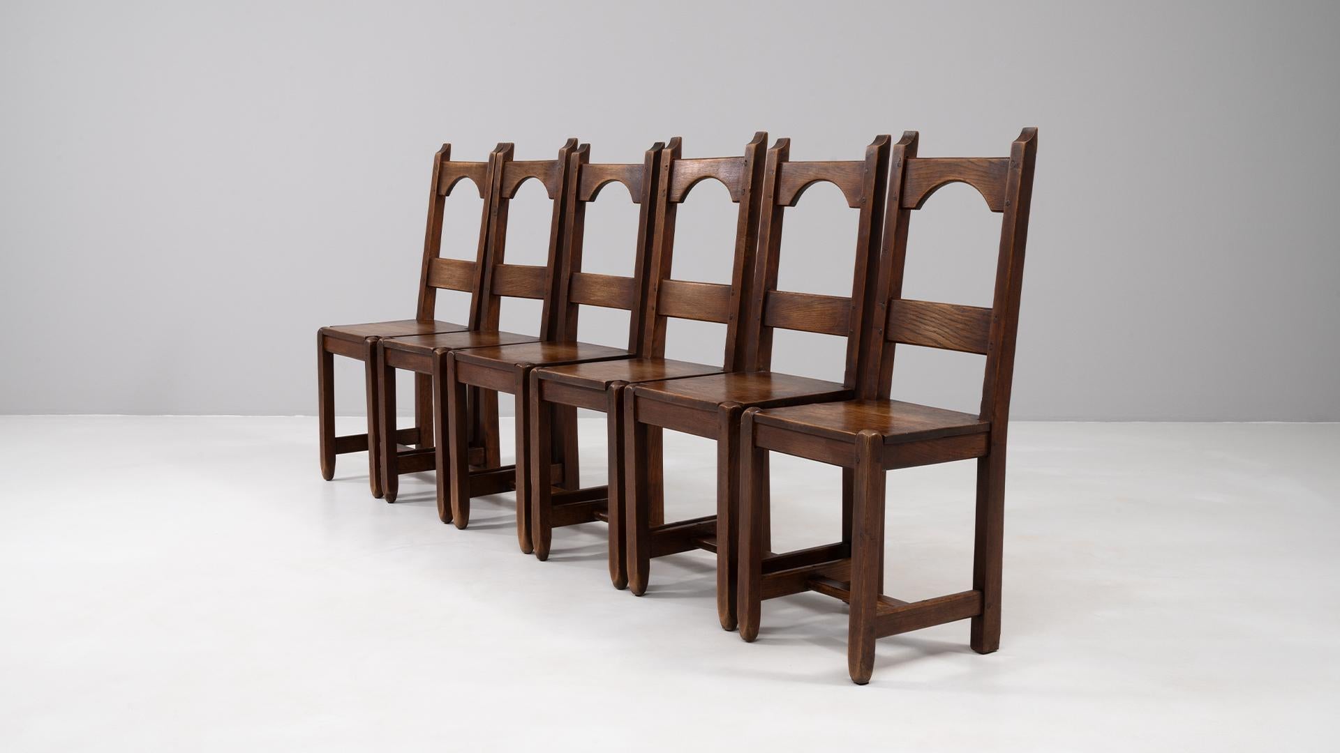 20th Century French Set Of Six Wooden Dining Chairs in Original Patina en vente 2