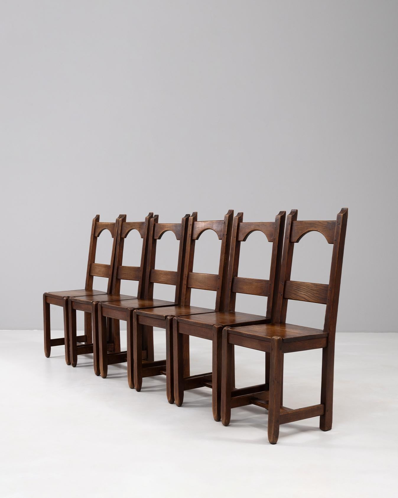 20th Century French Set Of Six Wooden Dining Chairs in Original Patina en vente 3