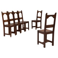 20th Century French Set Of Six Wooden Dining Chairs in Original Patina