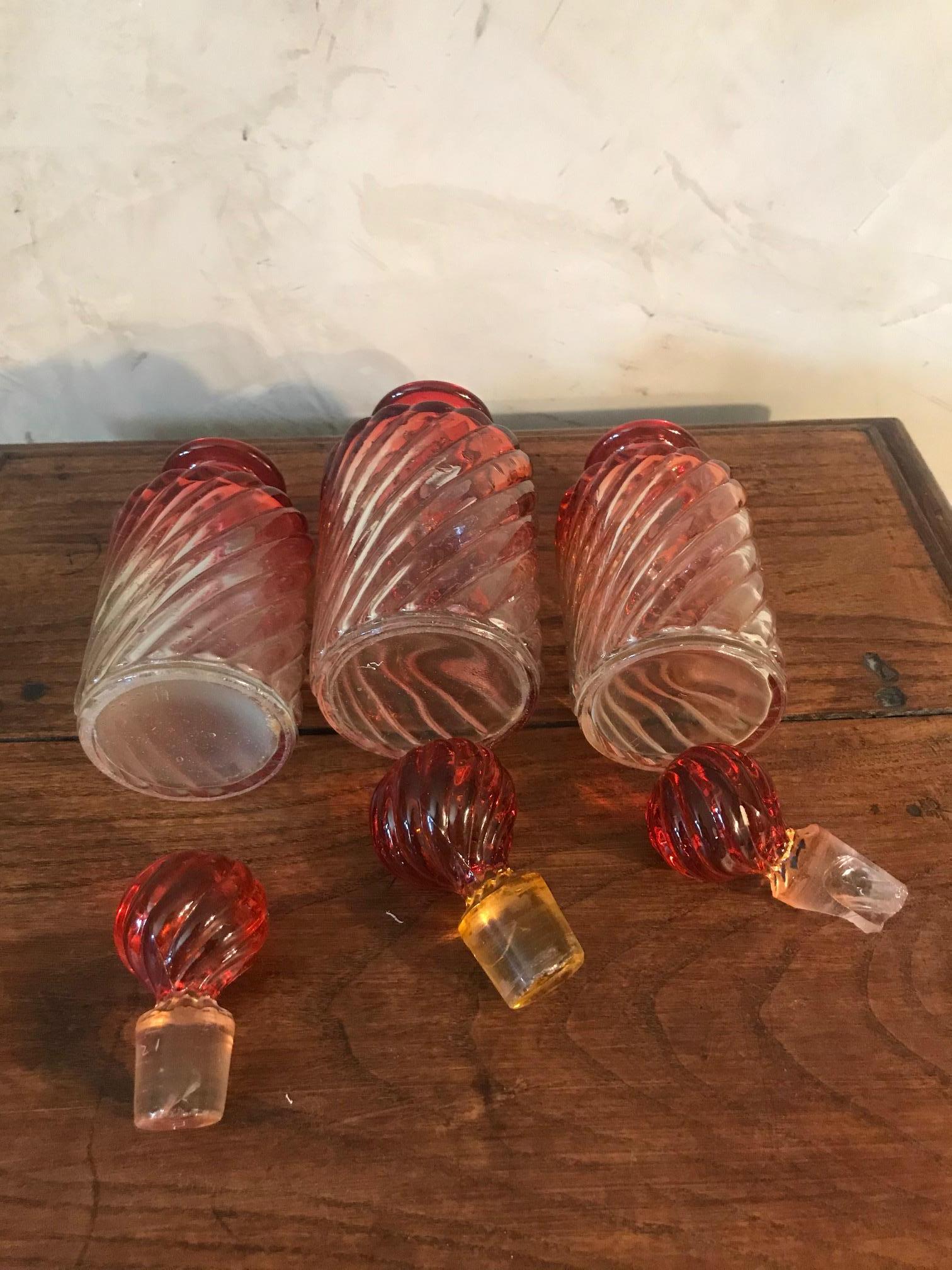 20th Century French Set of Three Glass Perfume Bottle, 1900s 2