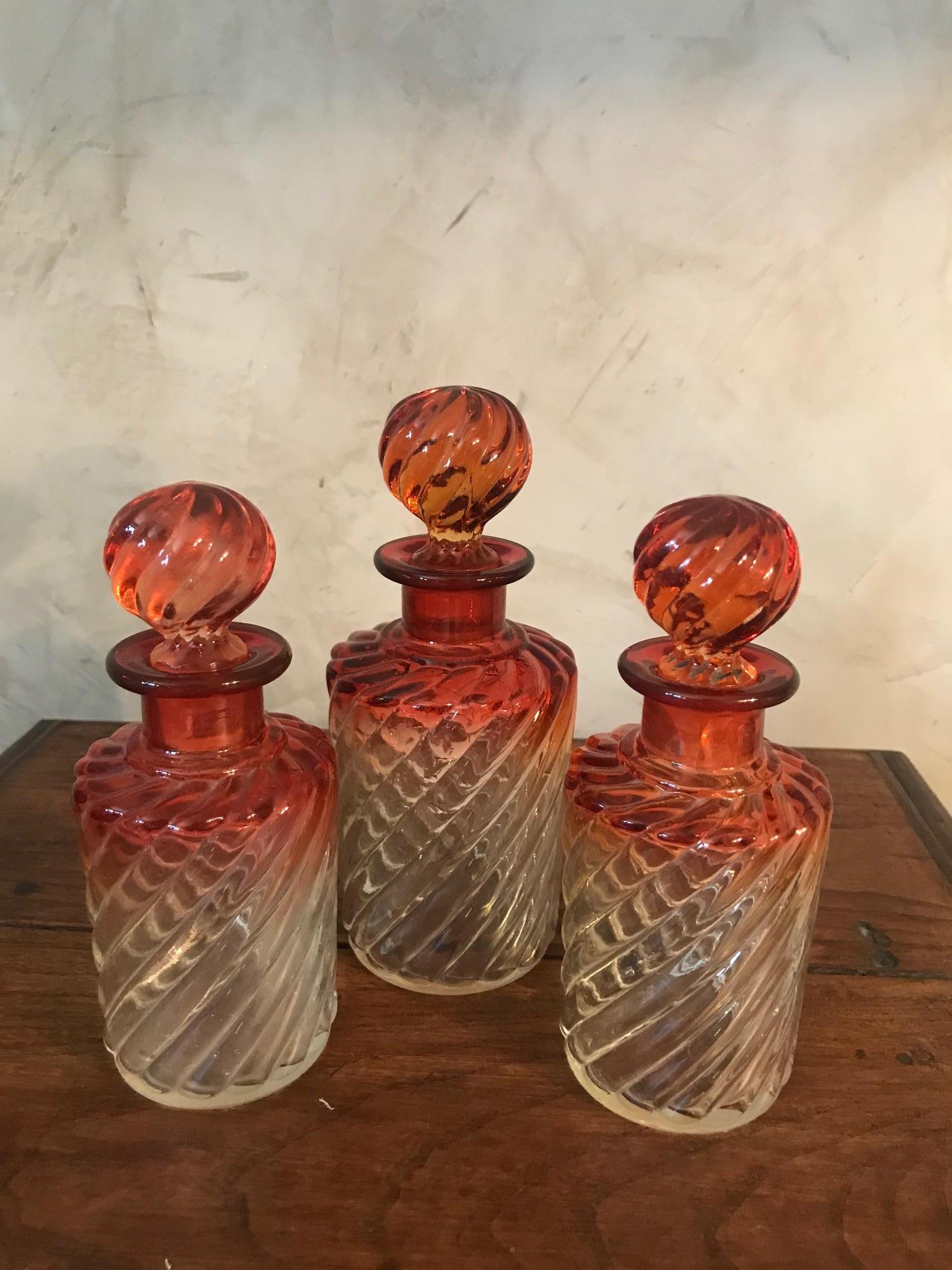 20th Century French Set of Three Glass Perfume Bottle, 1900s 3