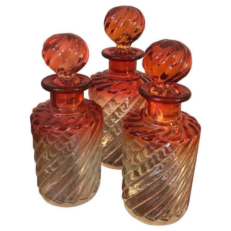 20th Century French Set of Three Glass Perfume Bottle, 1900s For Sale at  1stDibs