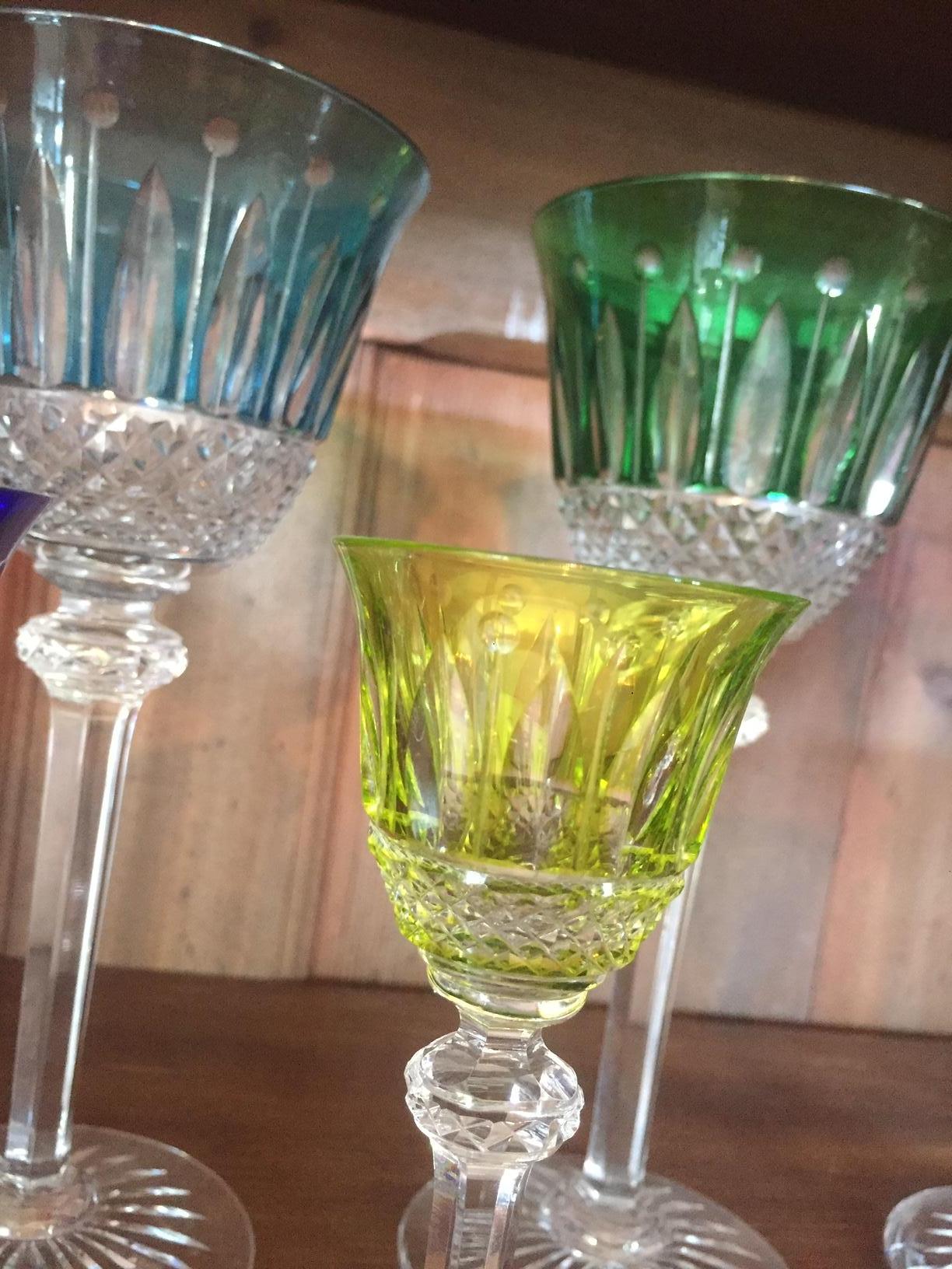 20th Century French Set of Wine and Liquor Crystal Saint Louis Glasses, 1940s 6
