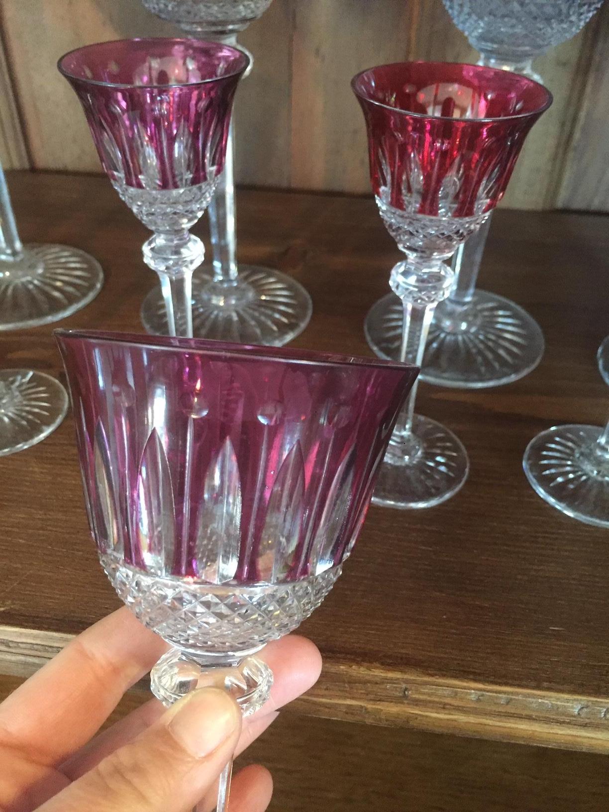 20th Century French Set of Wine and Liquor Crystal Saint Louis Glasses, 1940s 1