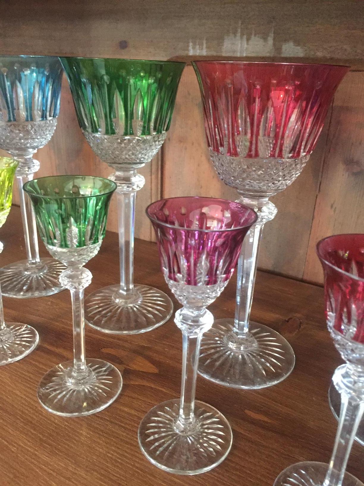 20th Century French Set of Wine and Liquor Crystal Saint Louis Glasses, 1940s 2