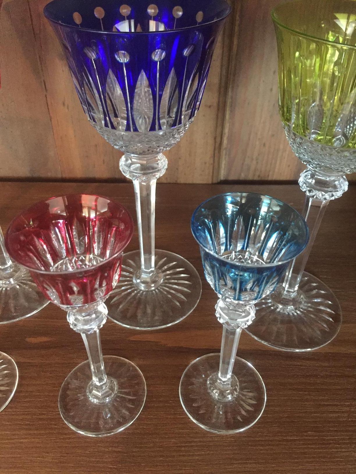 20th Century French Set of Wine and Liquor Crystal Saint Louis Glasses, 1940s 4