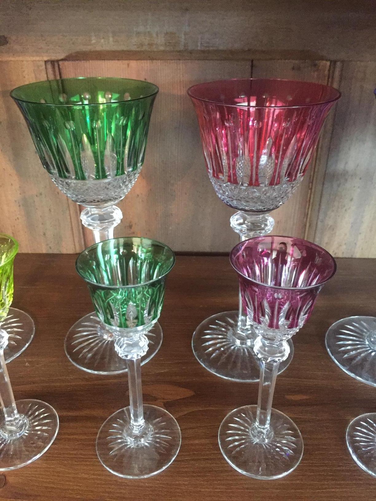 20th Century French Set of Wine and Liquor Crystal Saint Louis Glasses, 1940s 5