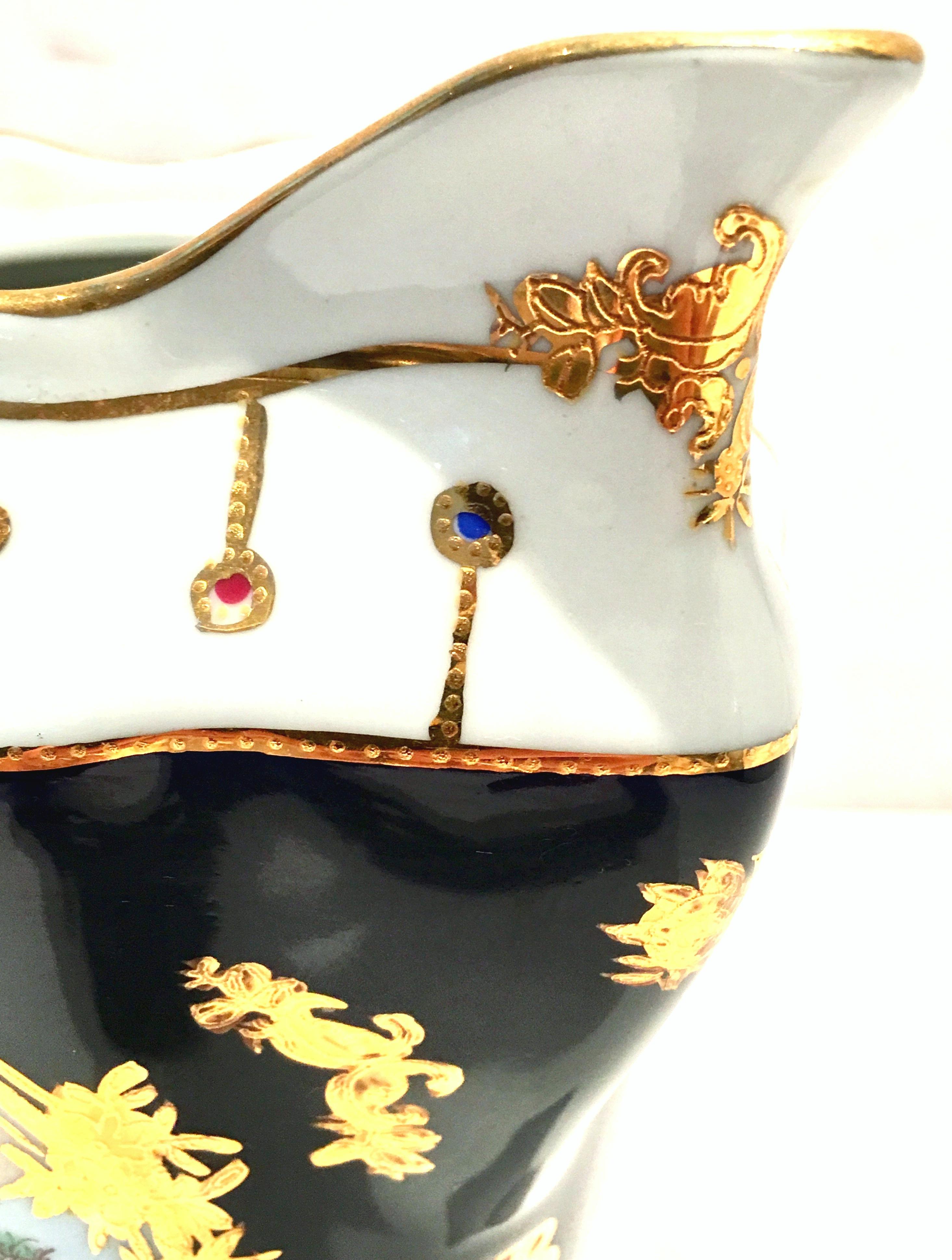 20th Century French Sevres Style Limoges Cobalt & 22K Gold Footed Pitcher 5
