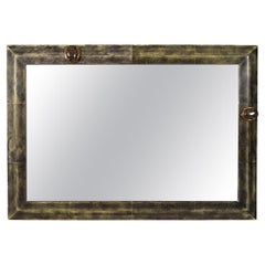 20th Century French Shagreen Mirror with Hardstones Cabochons, c.1970