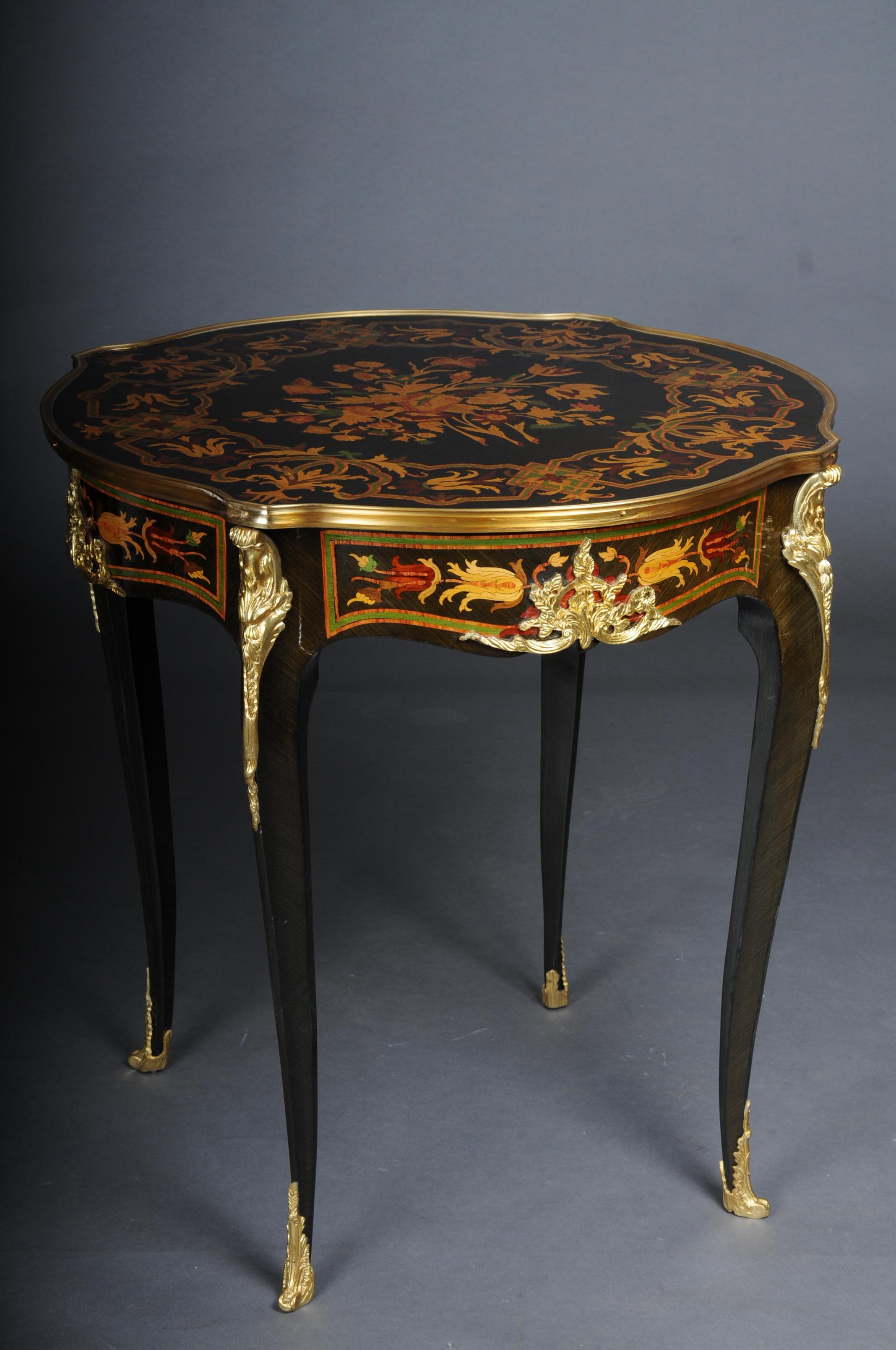 20th Century French side table / salon table, Louis XV, Marquetry 1