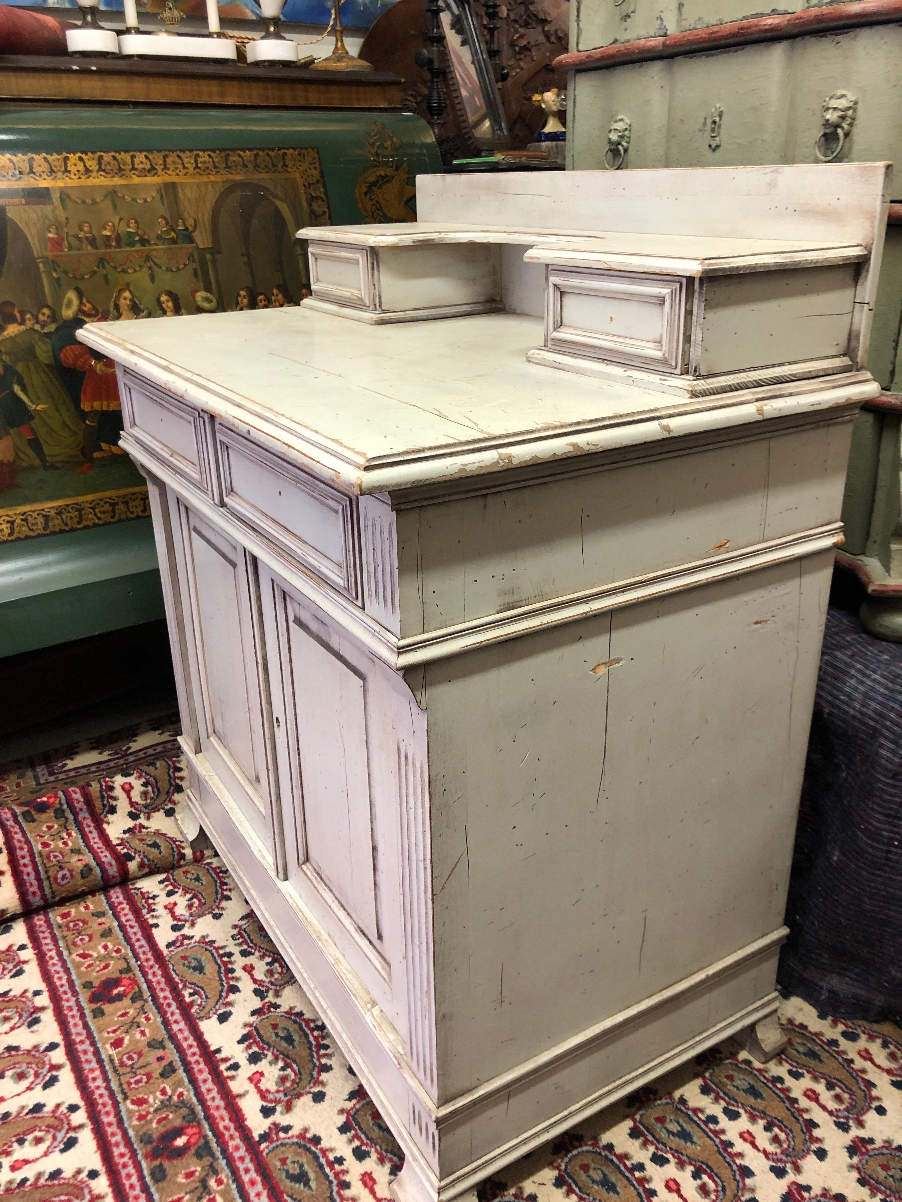 Hand-Painted 20th Century French Sideboard in Hand Painted Light Water Green Wood