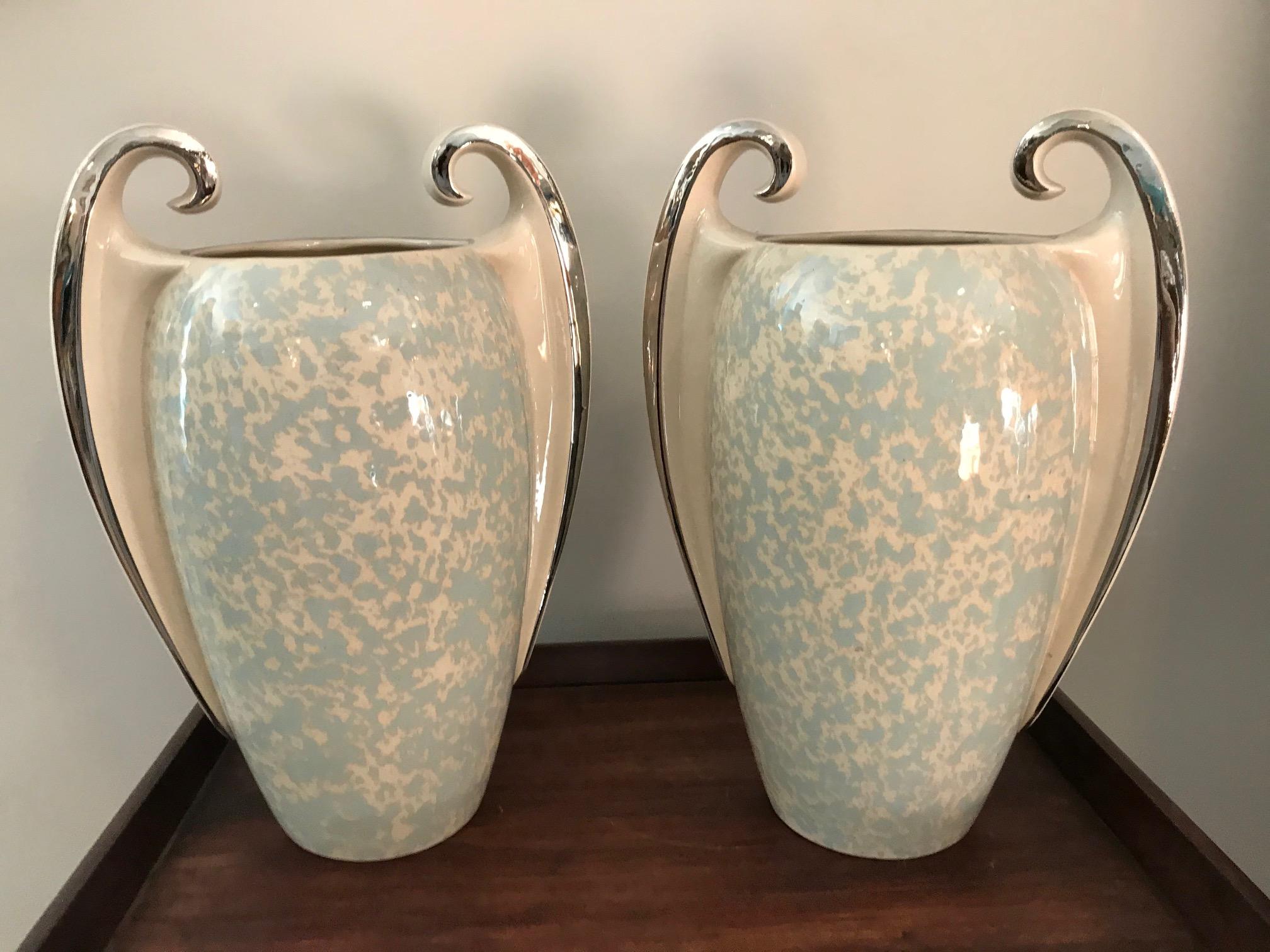 20th century French signed ceramic pairs of vases from the 1930s.
Signed and made by 