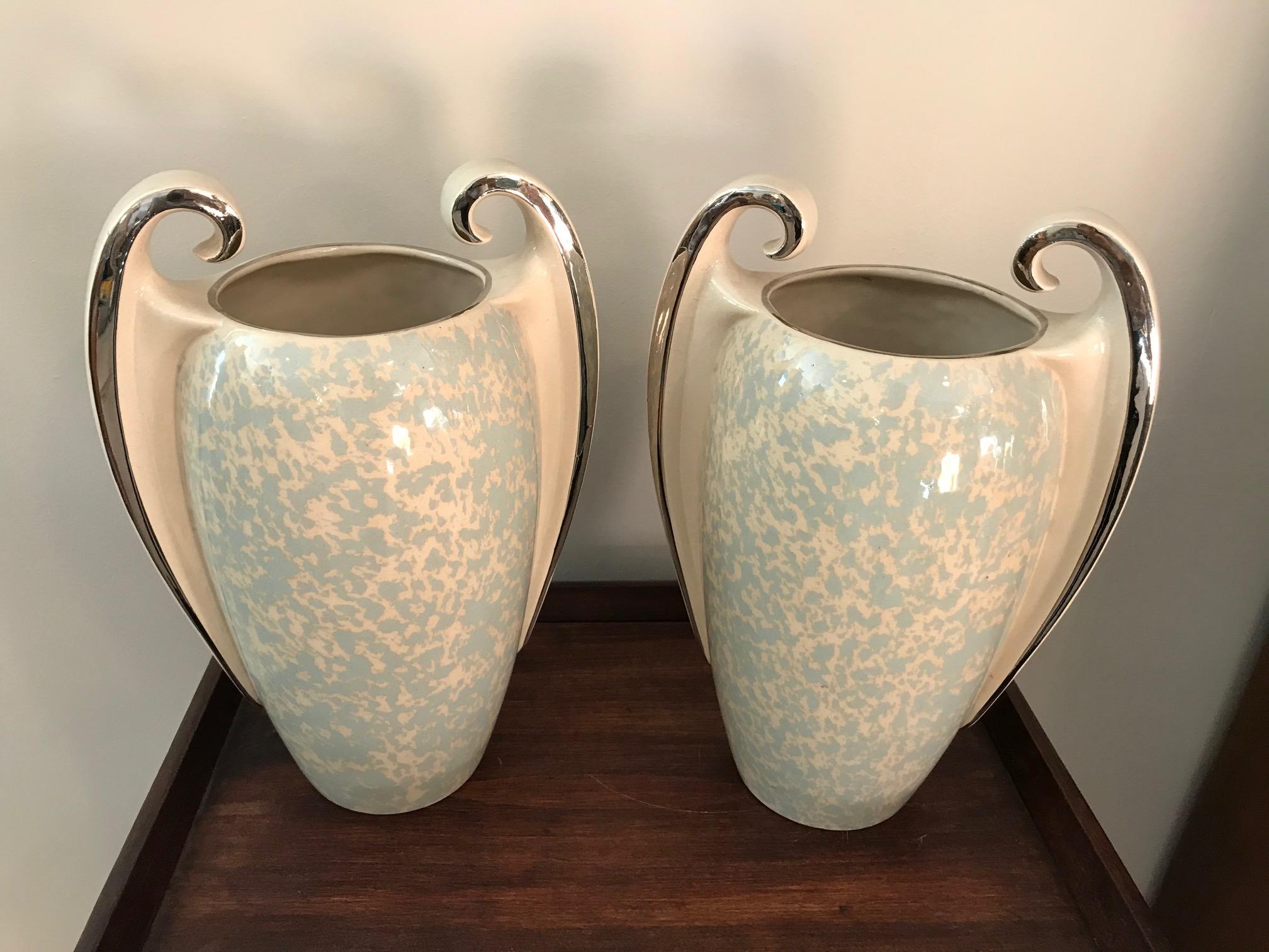 Art Deco 20th Century French Signed Ceramic Pairs of Vases, 1930s