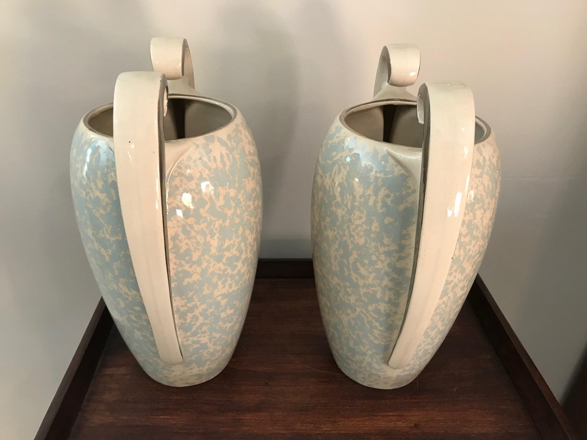 20th Century French Signed Ceramic Pairs of Vases, 1930s In Good Condition In LEGNY, FR