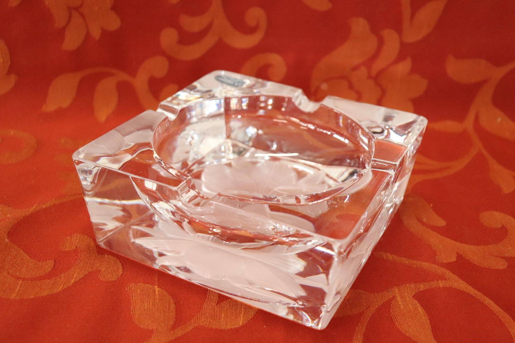 20th Century French Signed Crystal Ashtray, 1980s For Sale 3