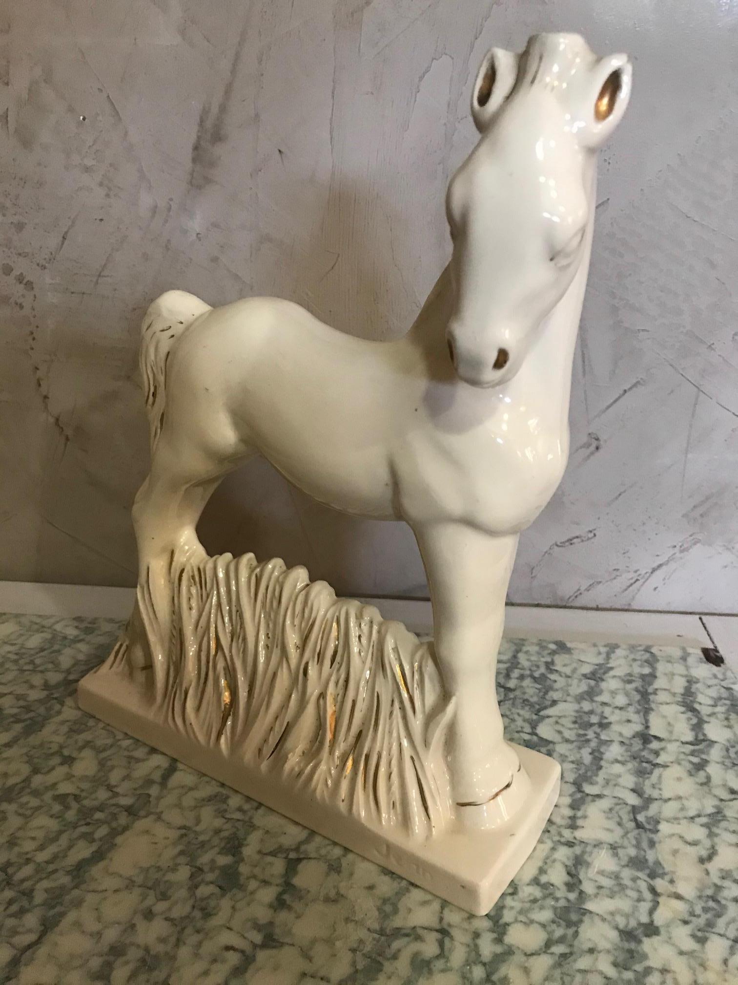 20th Century French Signed Earthenware Horse, 1950s For Sale 6