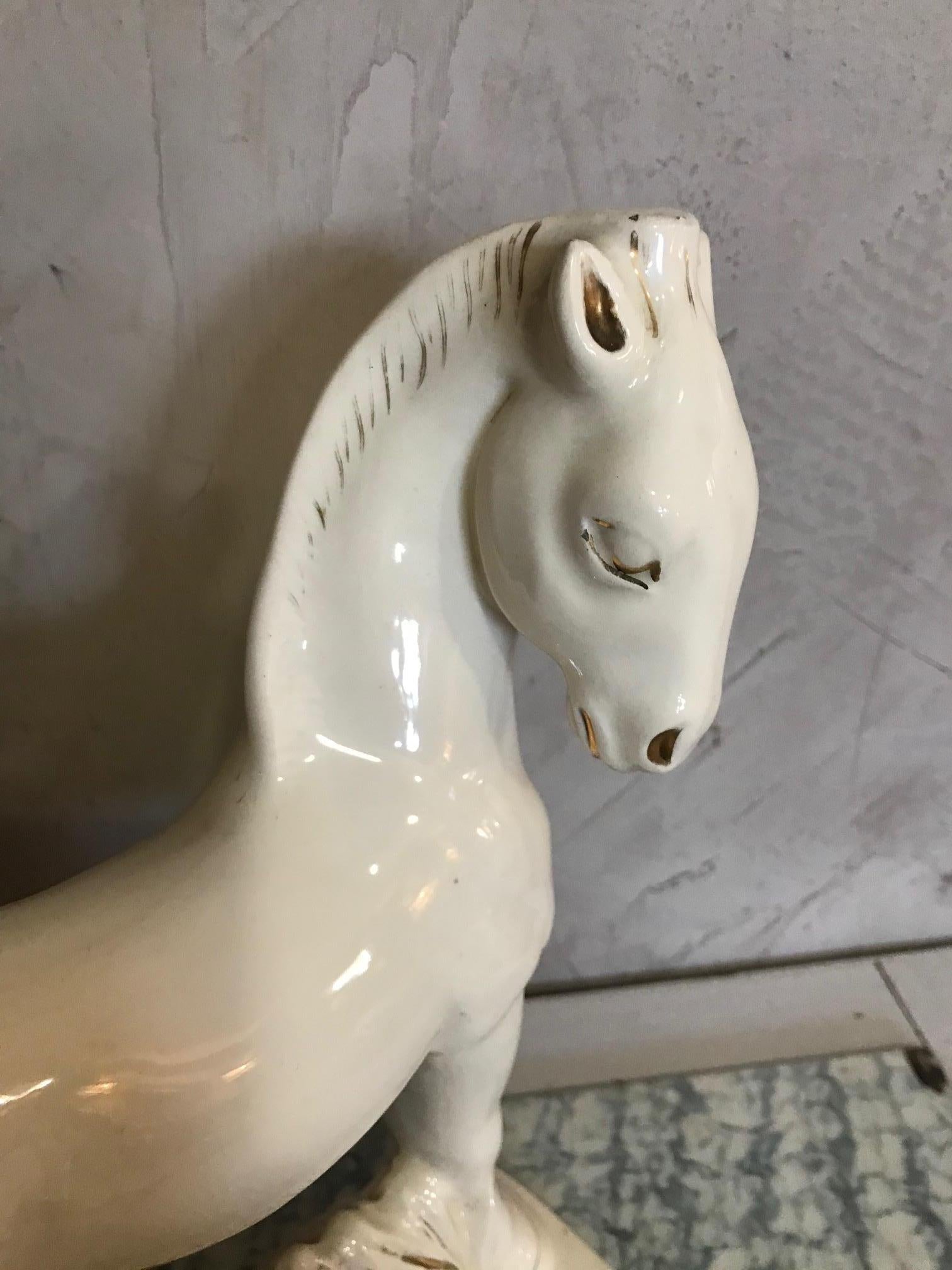 20th Century French Signed Earthenware Horse, 1950s In Good Condition For Sale In LEGNY, FR
