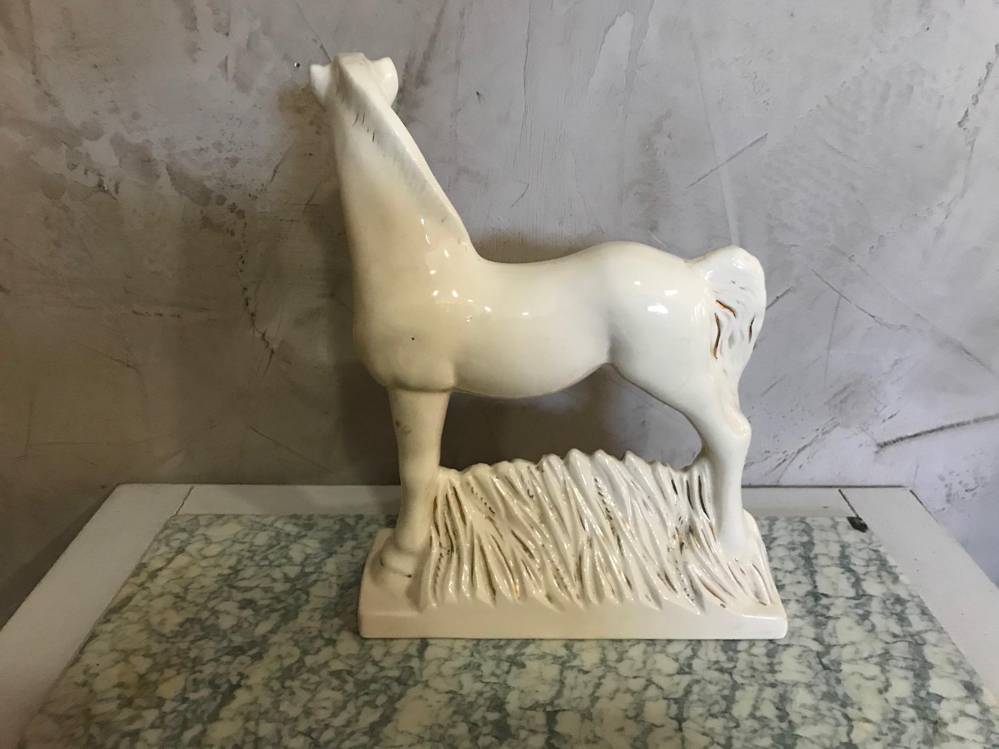 20th Century French Signed Earthenware Horse, 1950s For Sale 4
