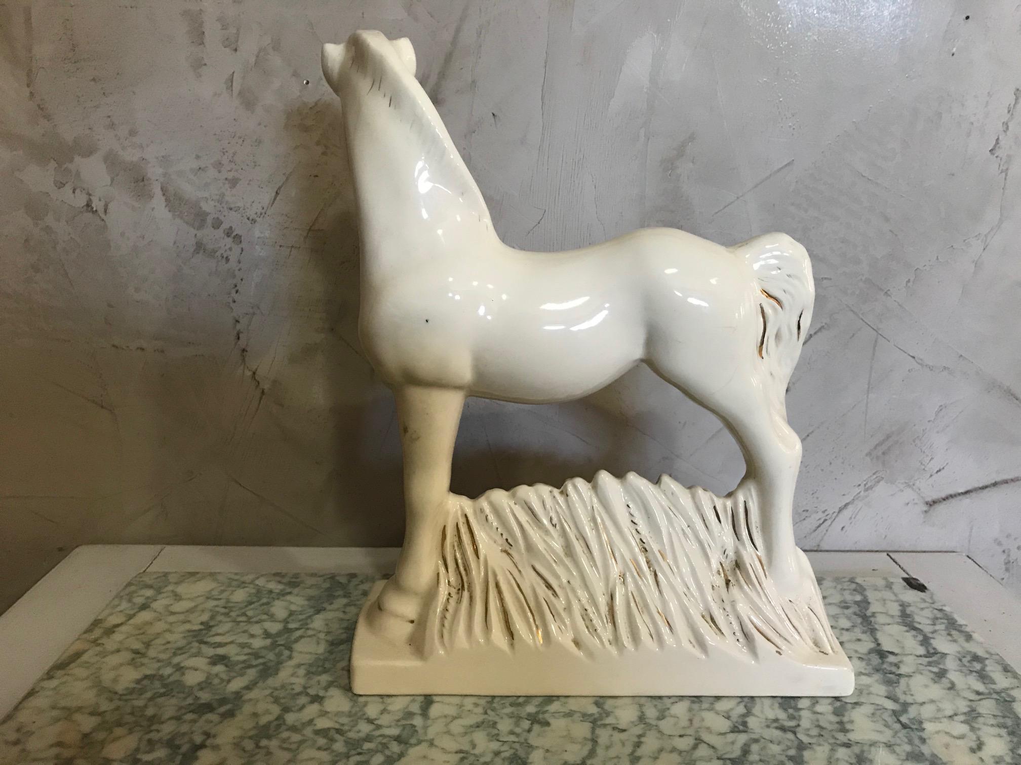 20th Century French Signed Earthenware Horse, 1950s For Sale 5
