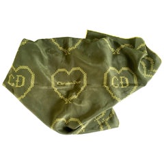 20th Century French Silk Christian Dior "Heart" Logo Scarf