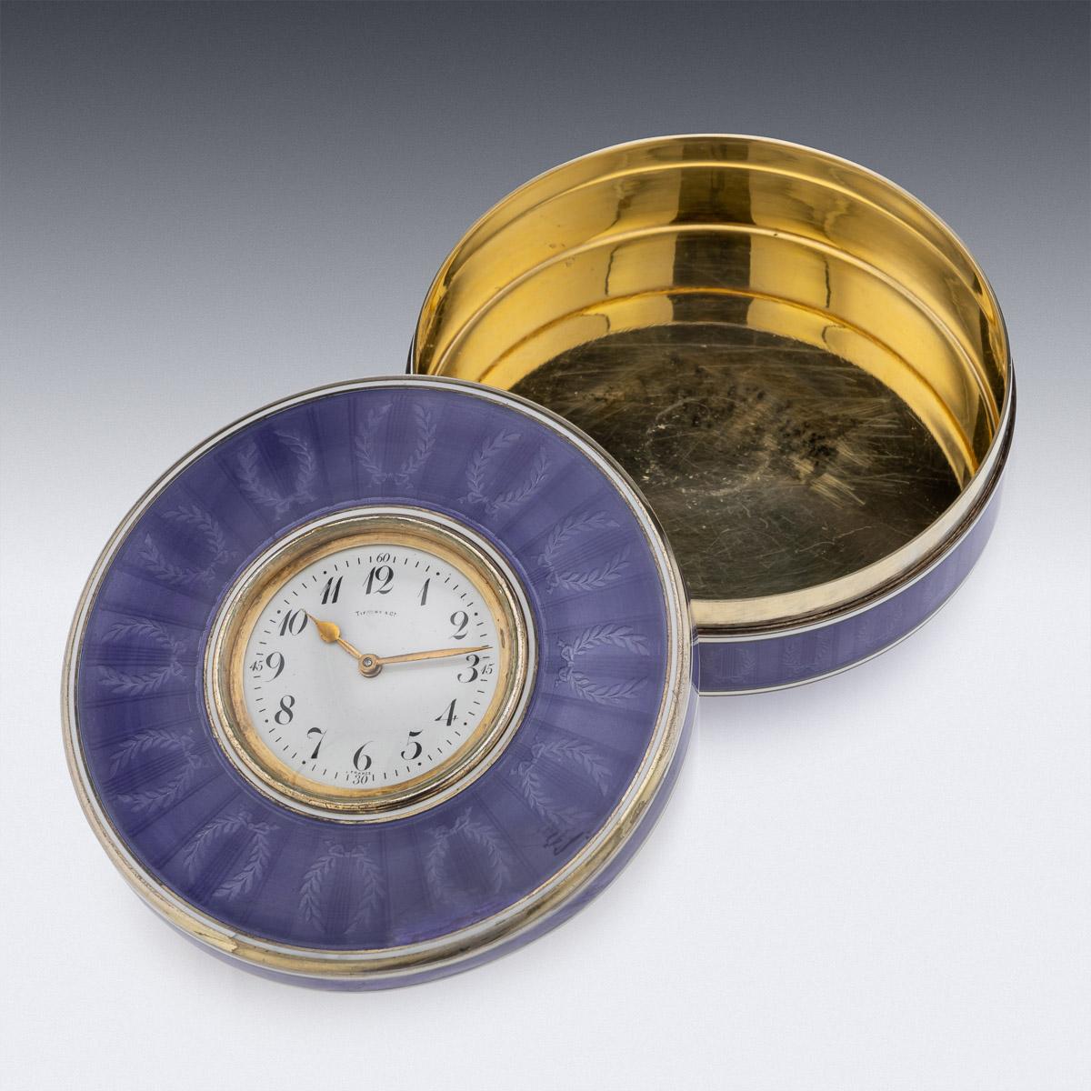 20th Century French Silver-Gilt & Enamel Box with Clock, Tiffany & Co, c.1900 2