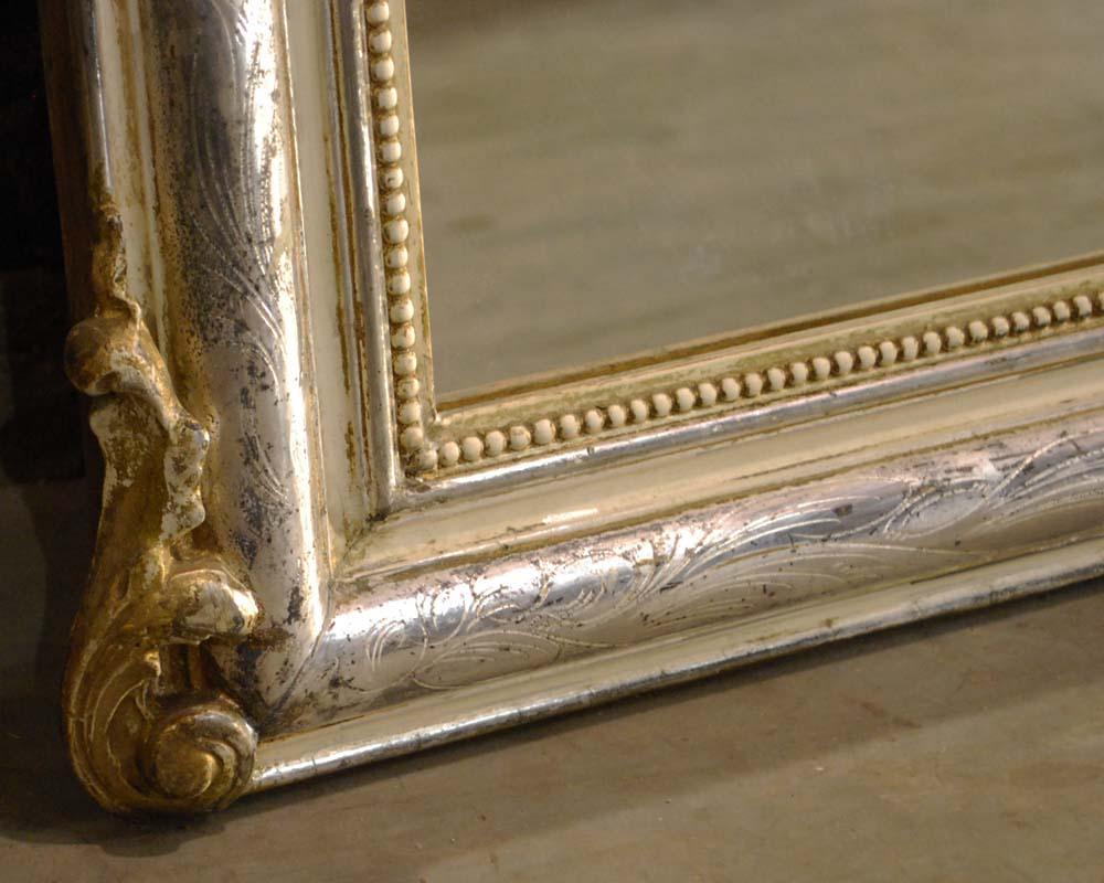 20th Century French Silver Leaf Gilt Mirror and Crest with Oval Mirror 4