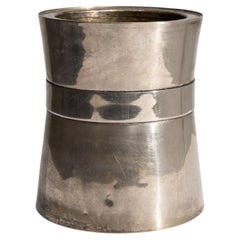 Enfriador de vino francés de metal plateado del siglo XX, diseño cilíndrico