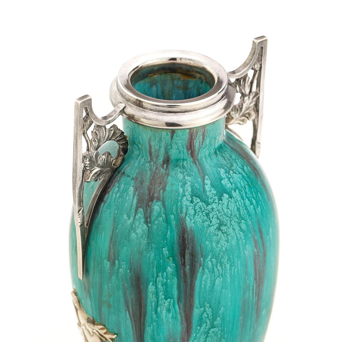 20th Century French Silver Mounted Flambe' Glazed Vases, Paris, c.1900 For Sale 4