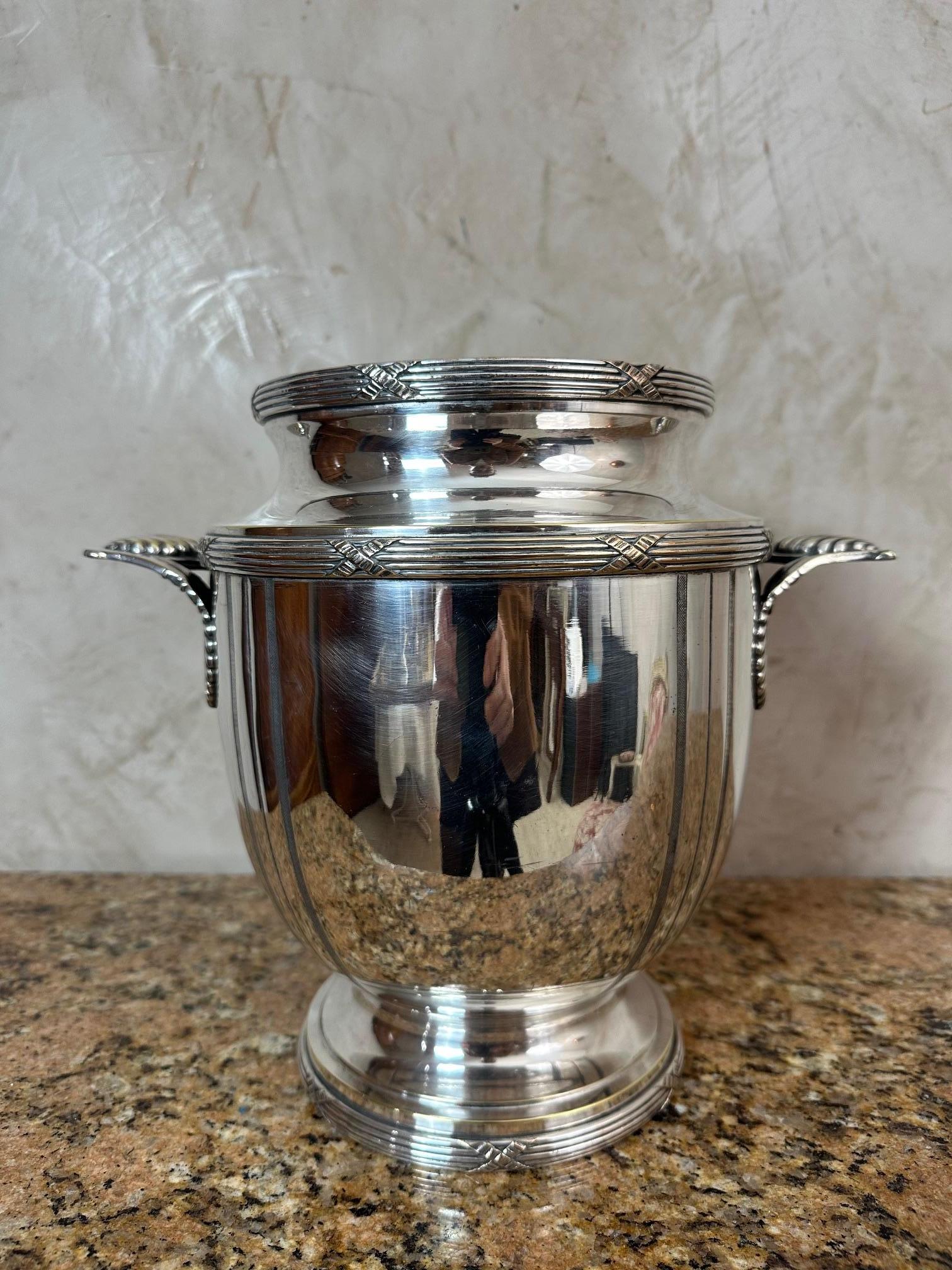 Art déco Seau à champagne en métal argenté du 20e siècle, 1930 en vente