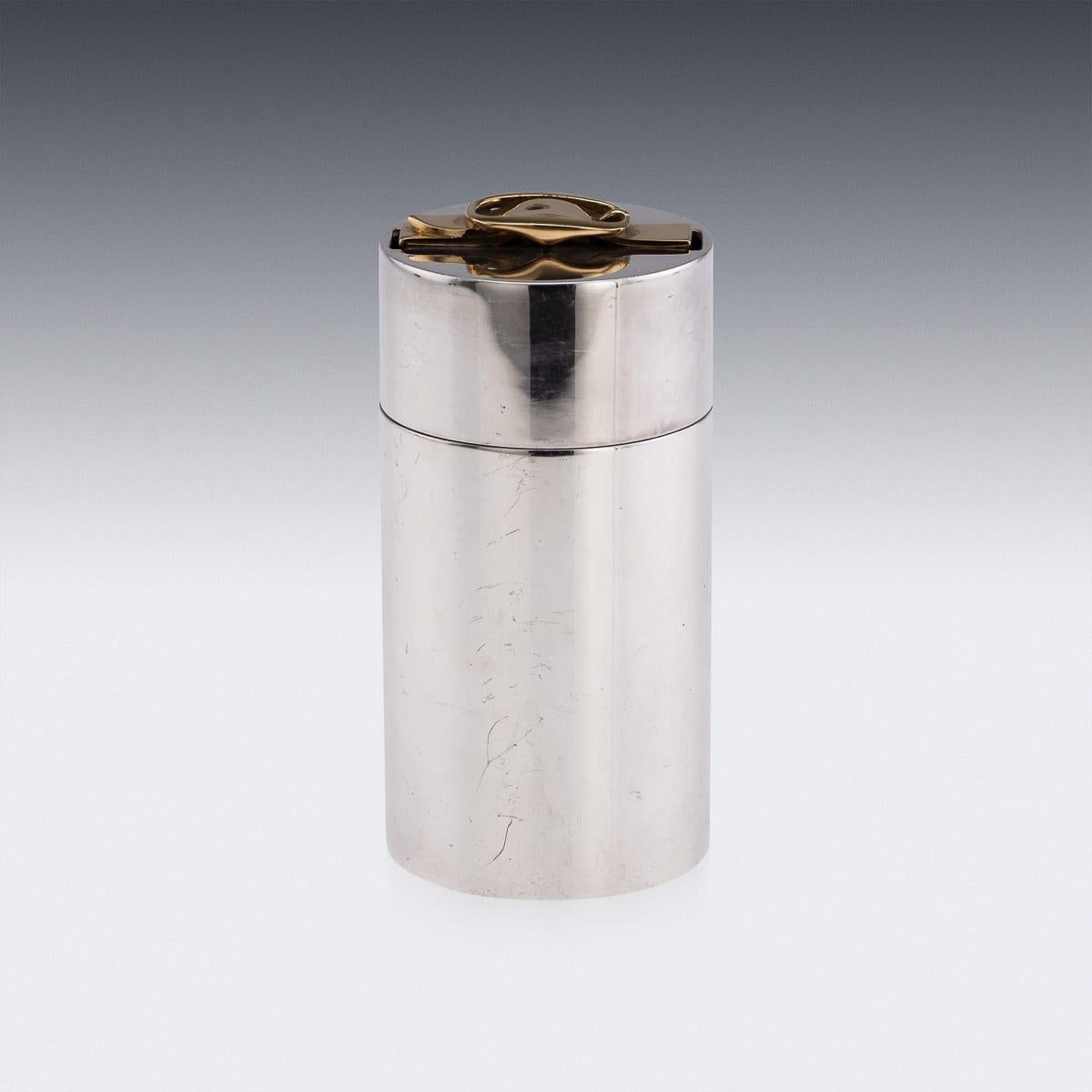 Accendino da tavolo francese del XX secolo in argento e dorato di Hermès, Parigi, 1960 ca. In condizioni buone in vendita a Royal Tunbridge Wells, Kent