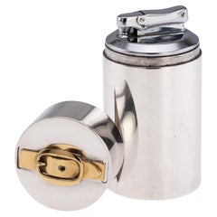 20th Century French Silver Plate & Gilt Table Lighter By Hermès, Paris c.1960