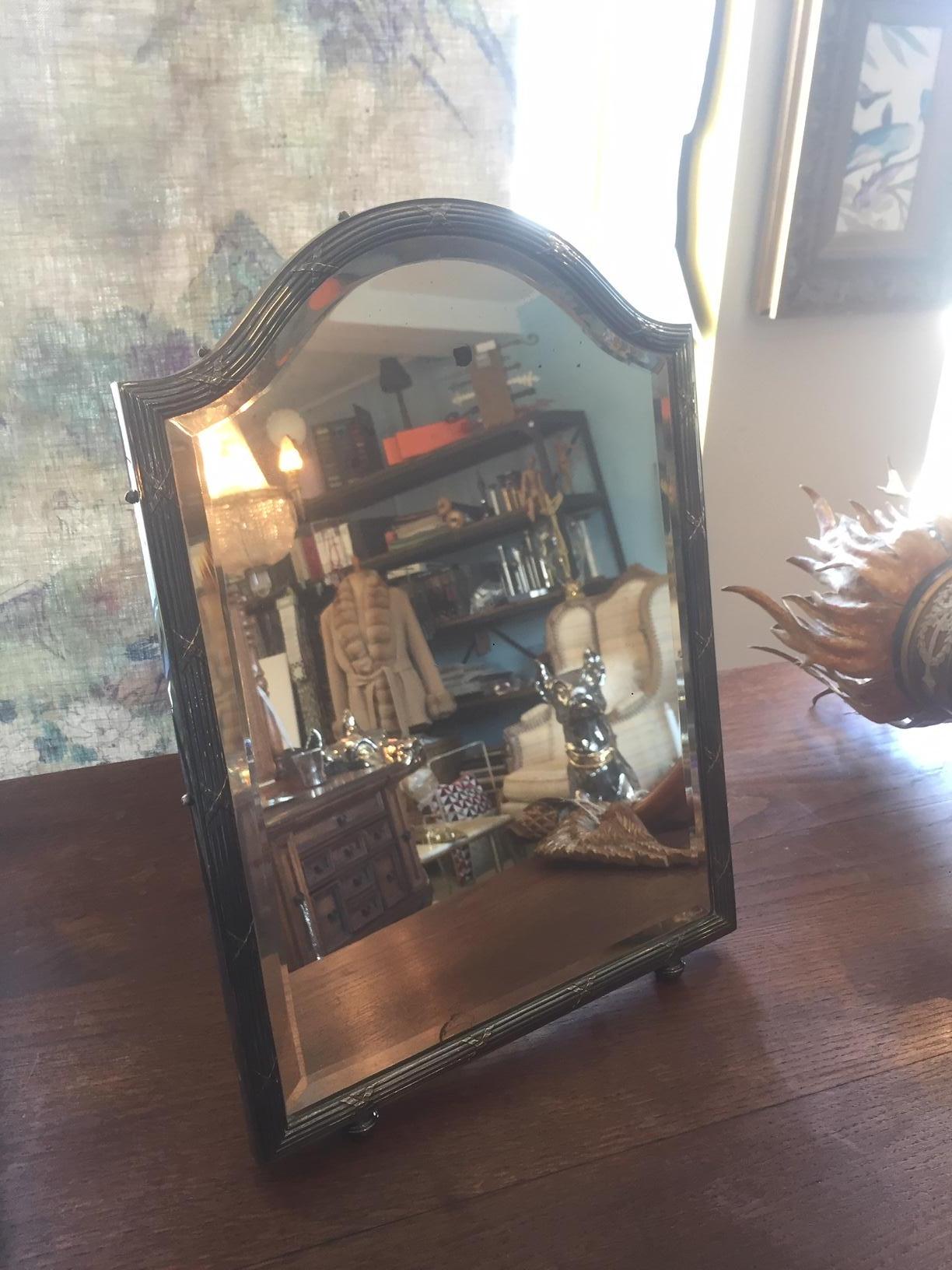 Glass 20th Century French Silver Plate Table Mirror, 1900s