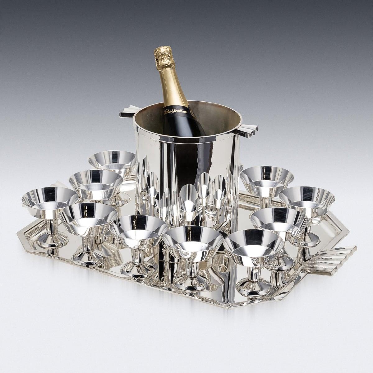 20th Century French Silver Plated Art Deco Cocktail Set c.1930 In Good Condition For Sale In Royal Tunbridge Wells, Kent