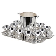 Vintage 20th Century French Silver Plated Art Deco Cocktail Set c.1930