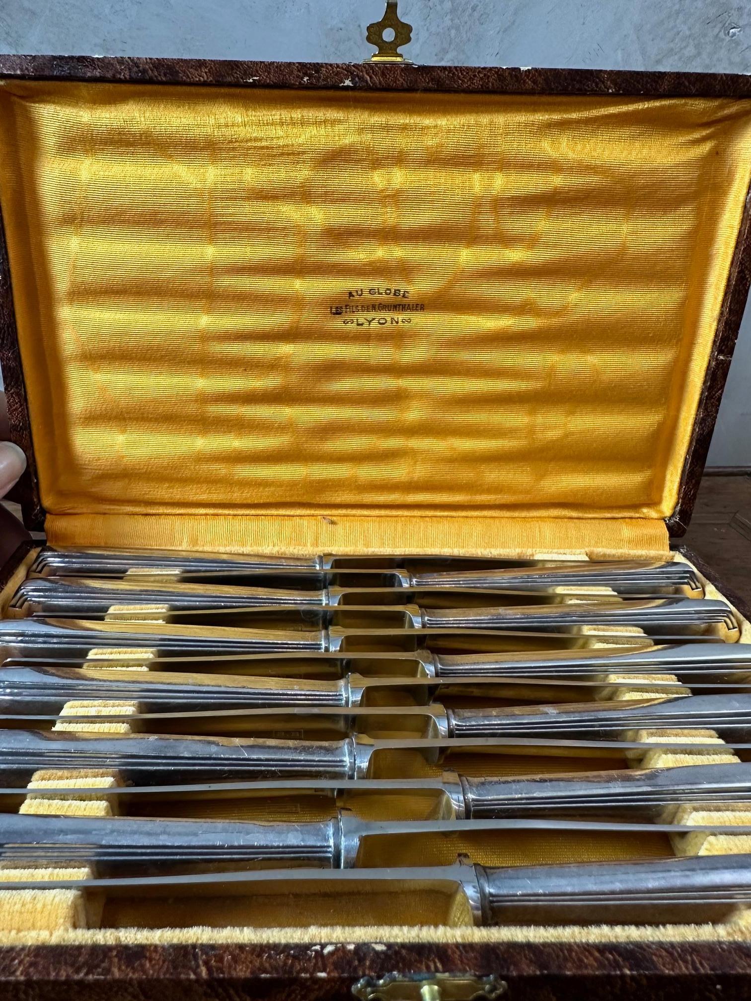 20th century French Silver plated Box Knives, 1950s In Good Condition For Sale In LEGNY, FR