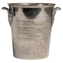 Cubitera de champán francesa del siglo XX chapada en plata, vajilla antigua