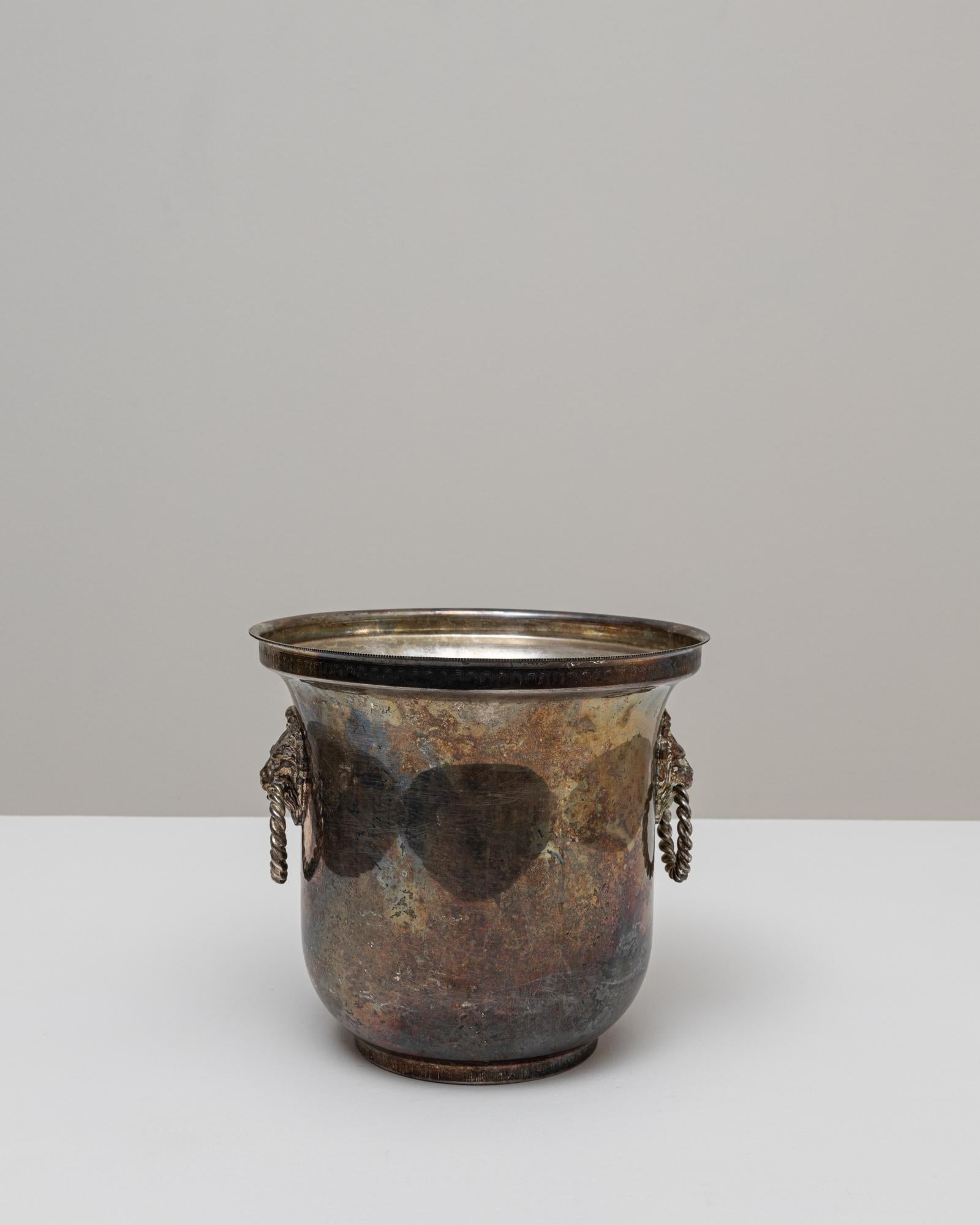 Seau à champagne en métal argenté français du 20e siècle Bon état - En vente à High Point, NC