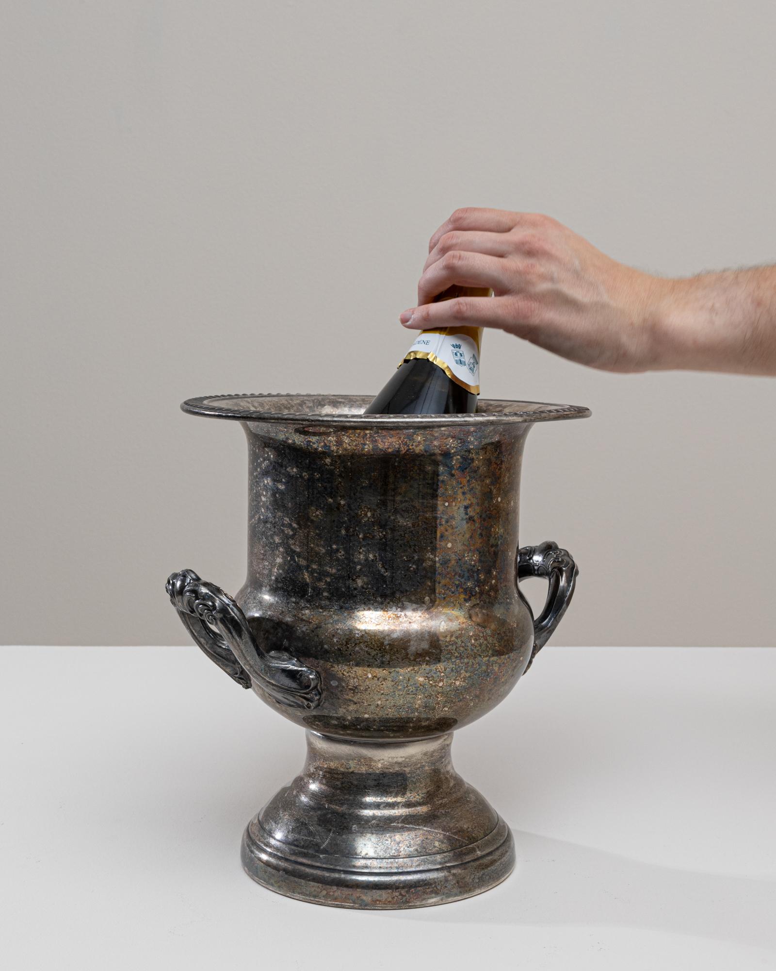 Seau à champagne en métal argenté français du 20e siècle en vente 1