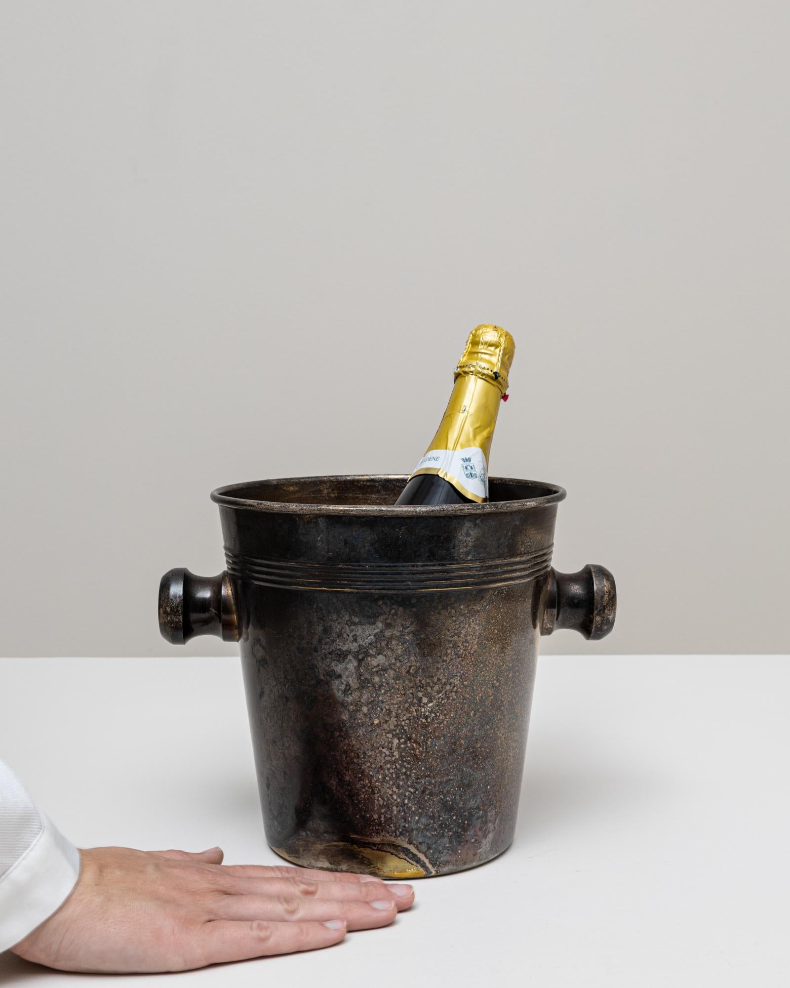 Seau à champagne en métal argenté français du 20e siècle en vente 1